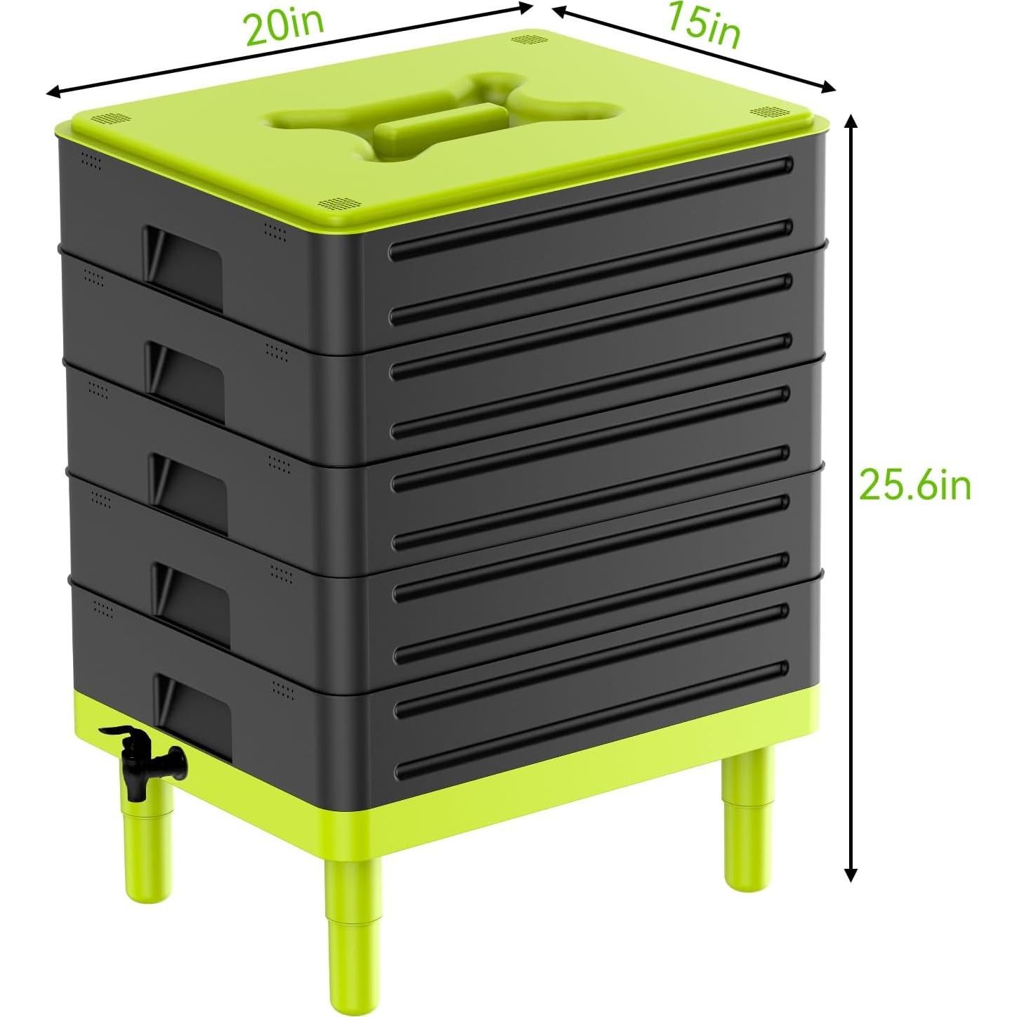 Compostador de Lombrices TOP XIAN 5 Bandejas 100L Negro