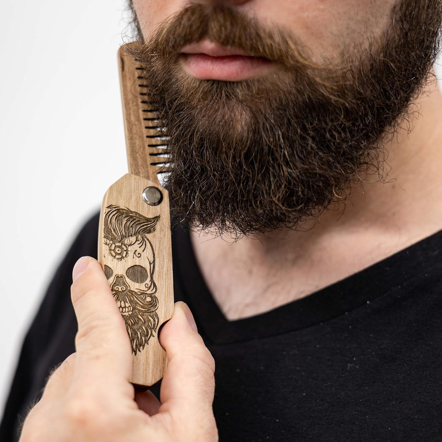 Peine de Barba Plegable de Madera de Nogal Igor Fostenko - Regalo Ideal
