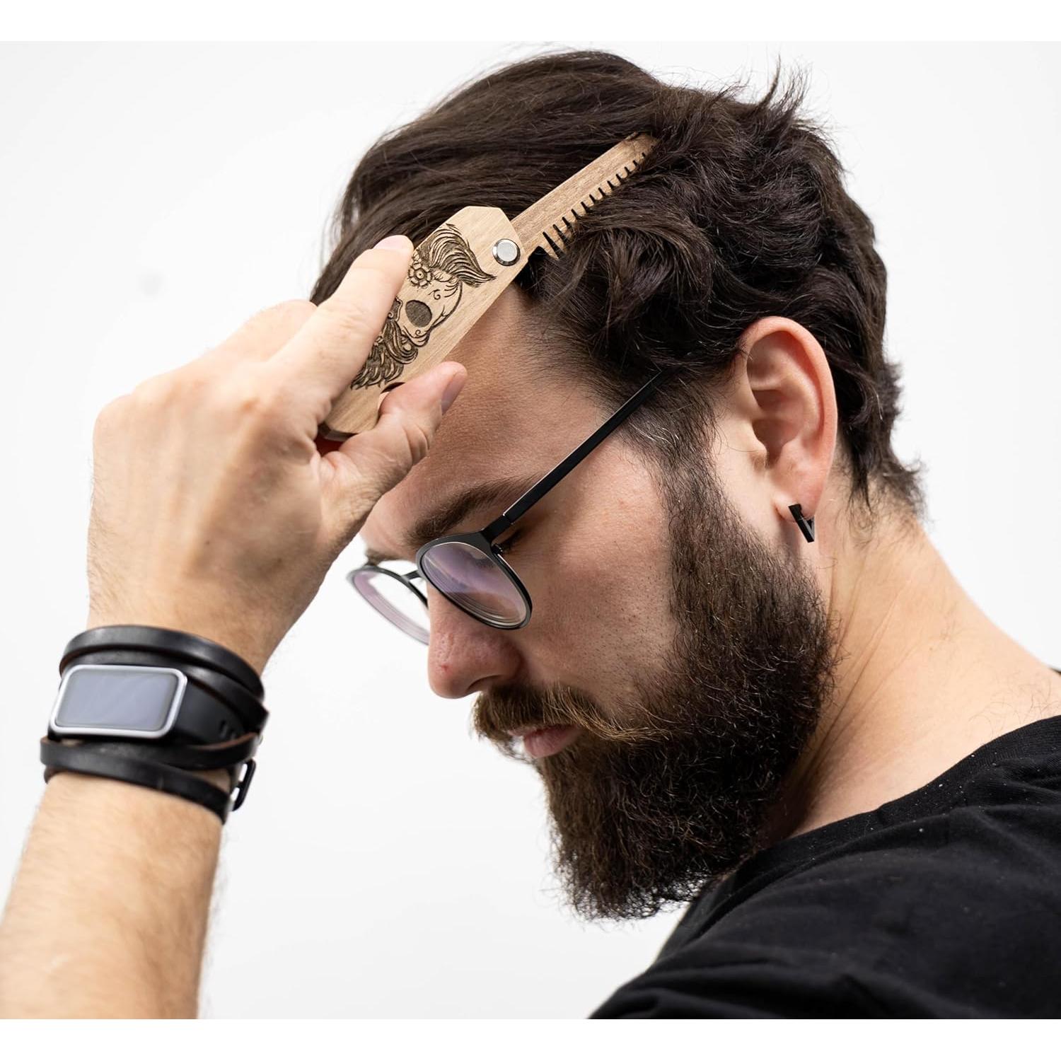 Peine de Barba Plegable de Madera de Nogal Igor Fostenko - Regalo Ideal