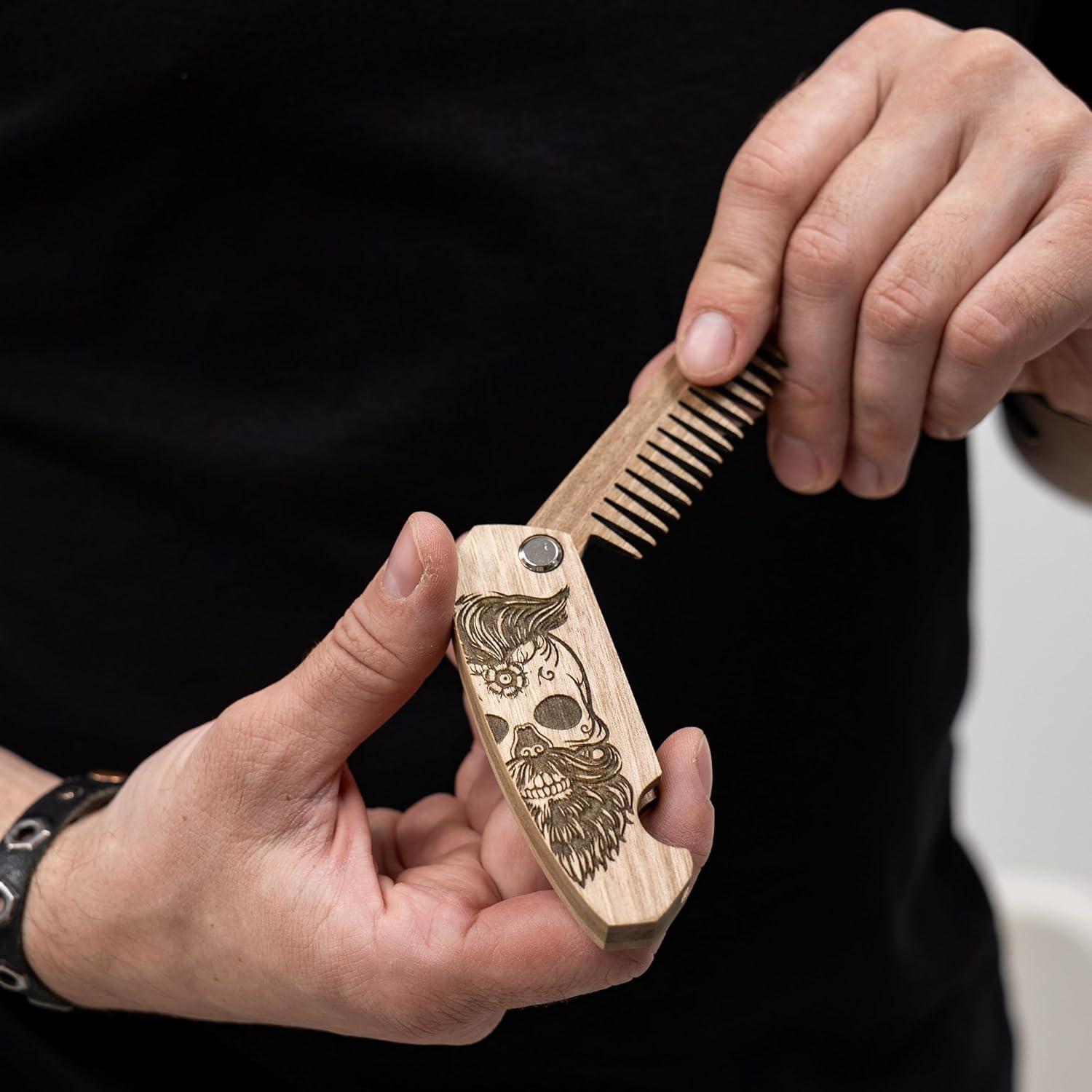 Peine de Barba Plegable de Madera de Nogal Igor Fostenko - Regalo Ideal