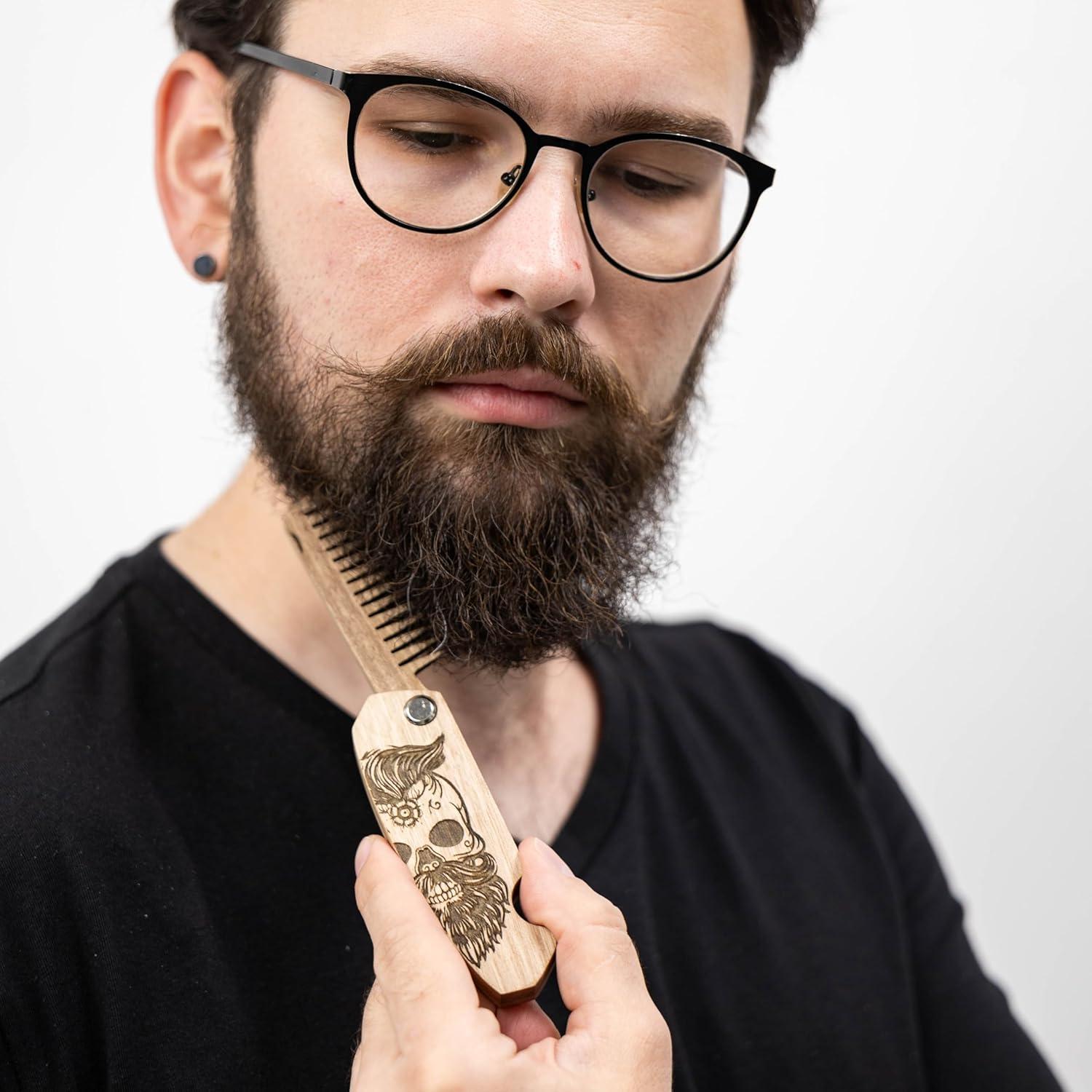 Peine de Barba Plegable de Madera de Nogal Igor Fostenko - Regalo Ideal