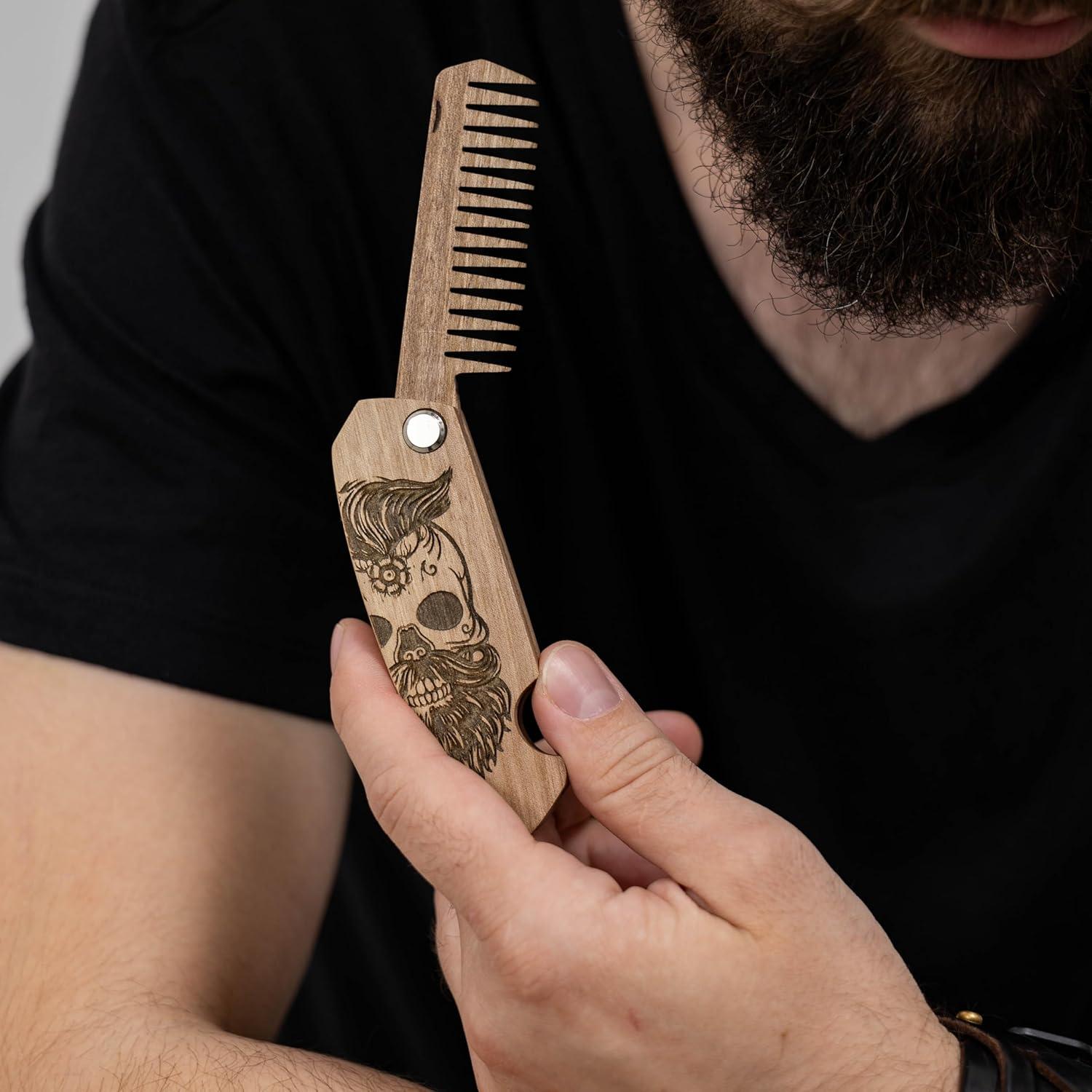 Peine de Barba Plegable de Madera de Nogal Igor Fostenko - Regalo Ideal