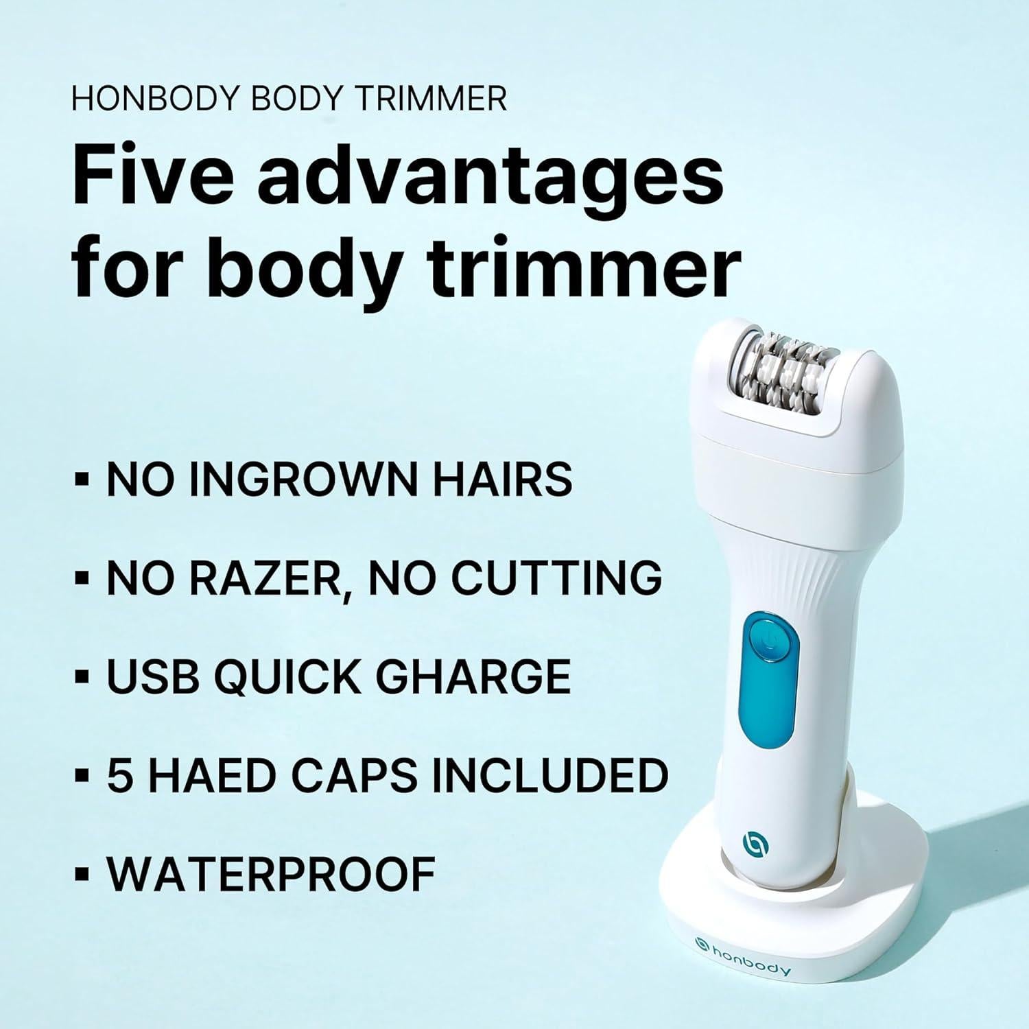 Epilador 5-en-1 Honbody HM-208 Inalámbrico para Piel Sensible