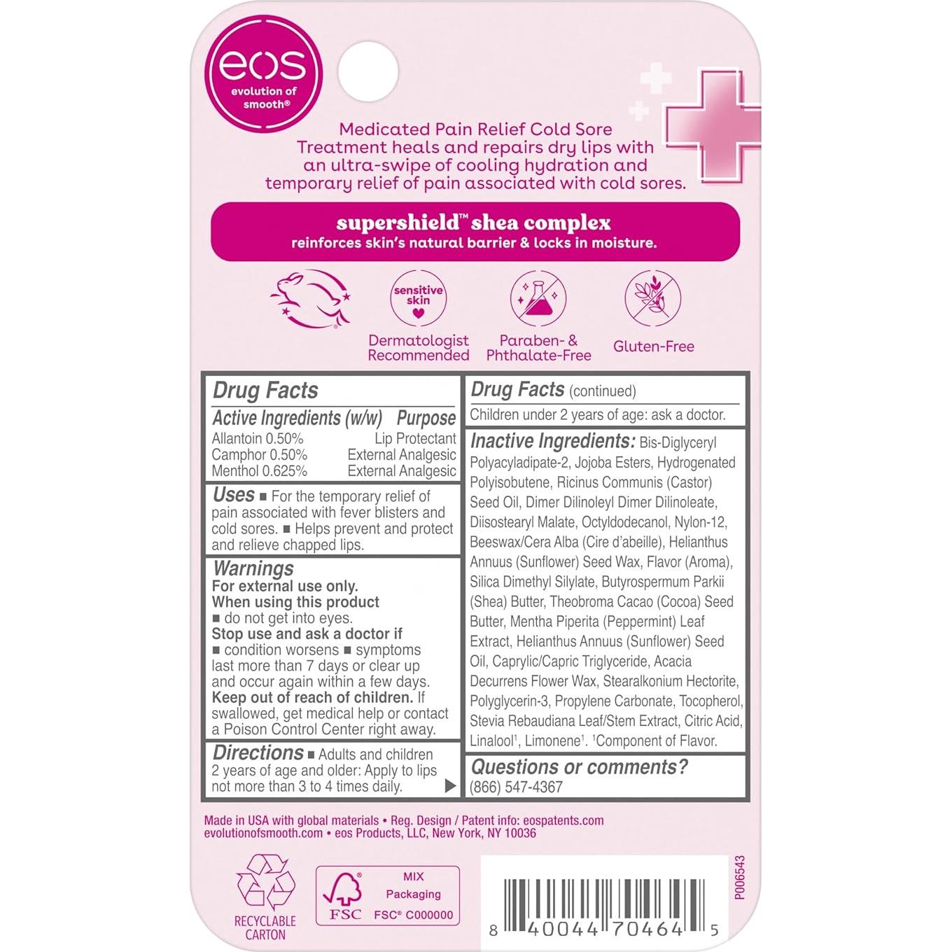 Bálsamo Labial Medicado eos Reparador 9.92 g Hidratante