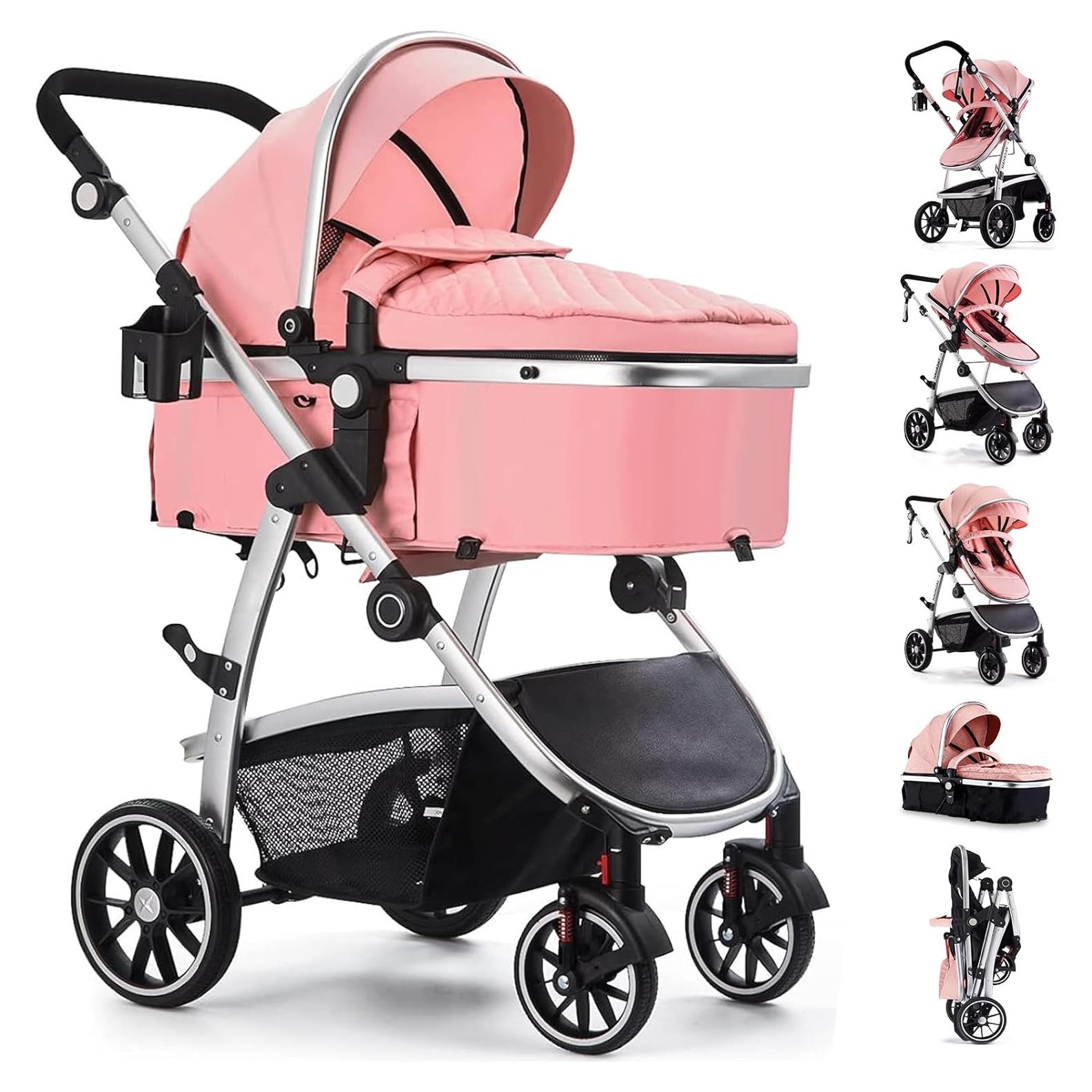 Carrito de bebé Hagaday SK20 2 en 1 Reversible Rosa