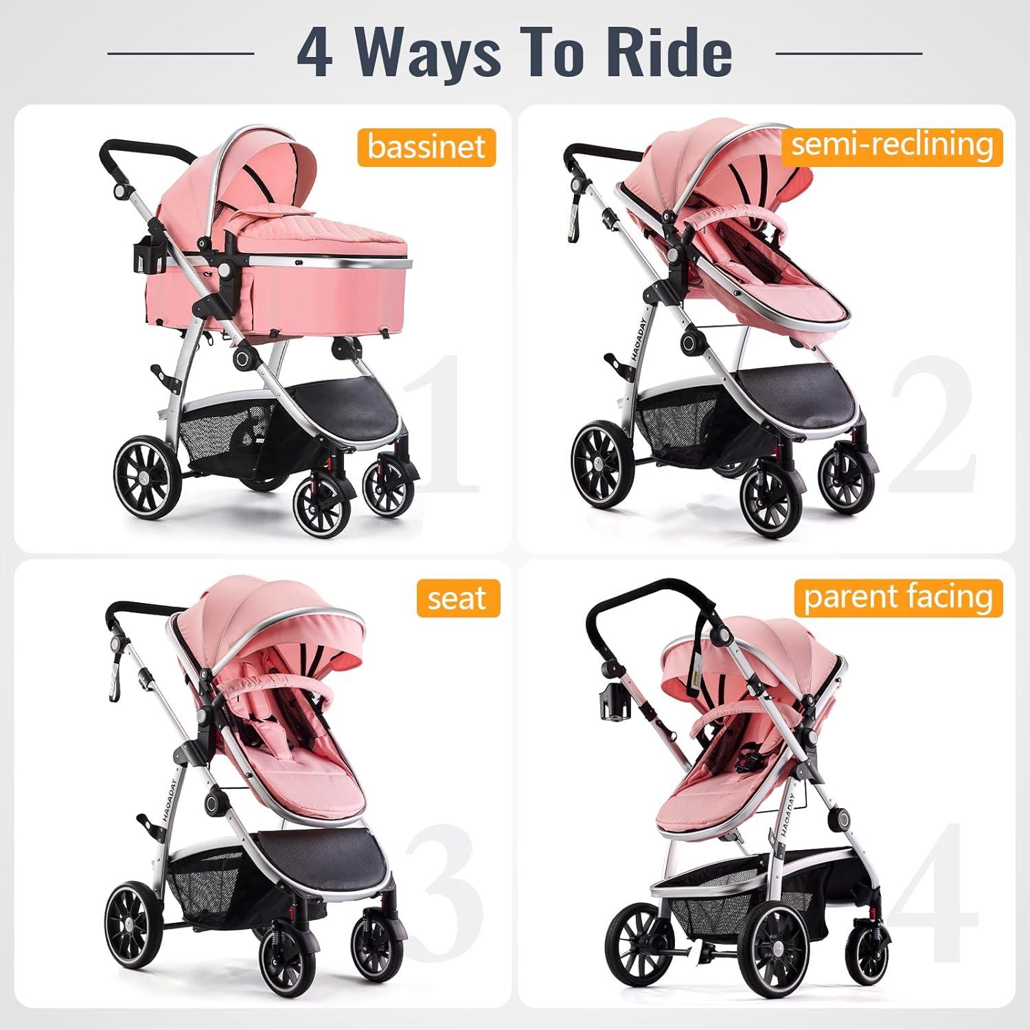 Carrito de bebé Hagaday SK20 2 en 1 Reversible Rosa