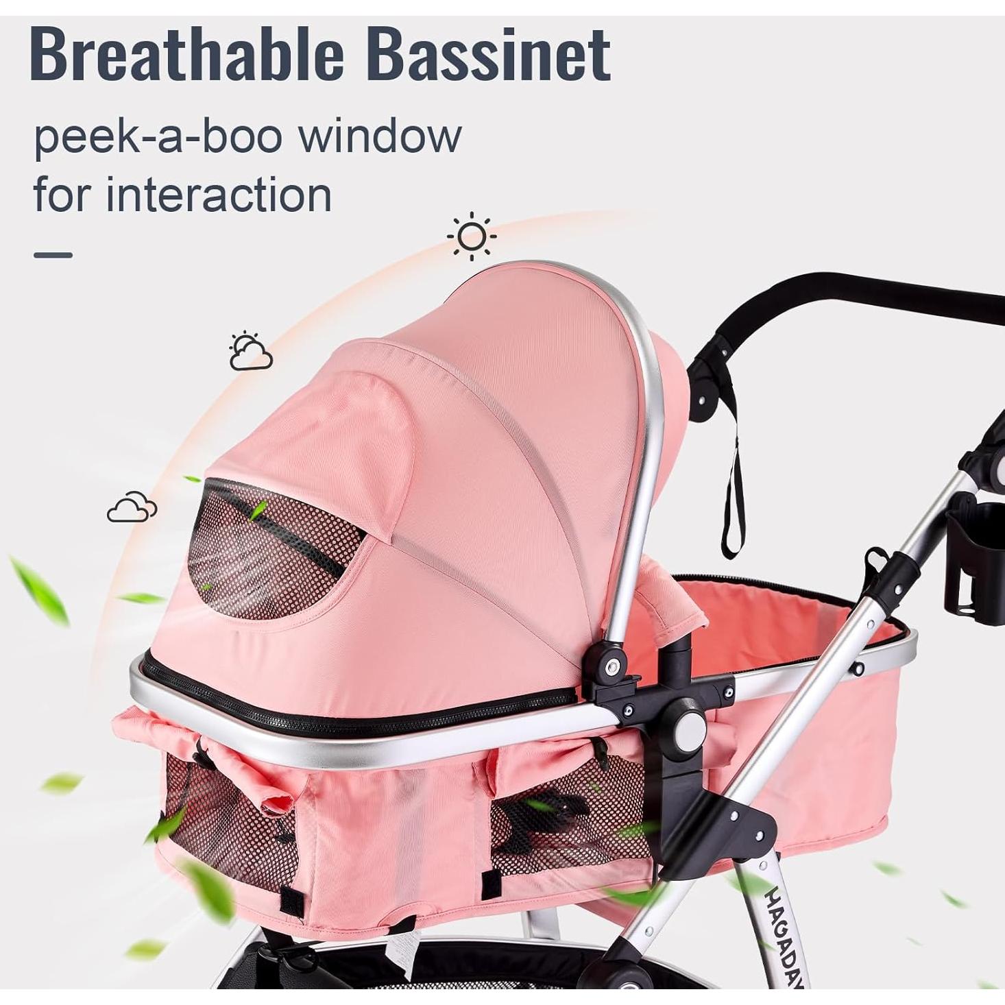 Carrito de bebé Hagaday SK20 2 en 1 Reversible Rosa