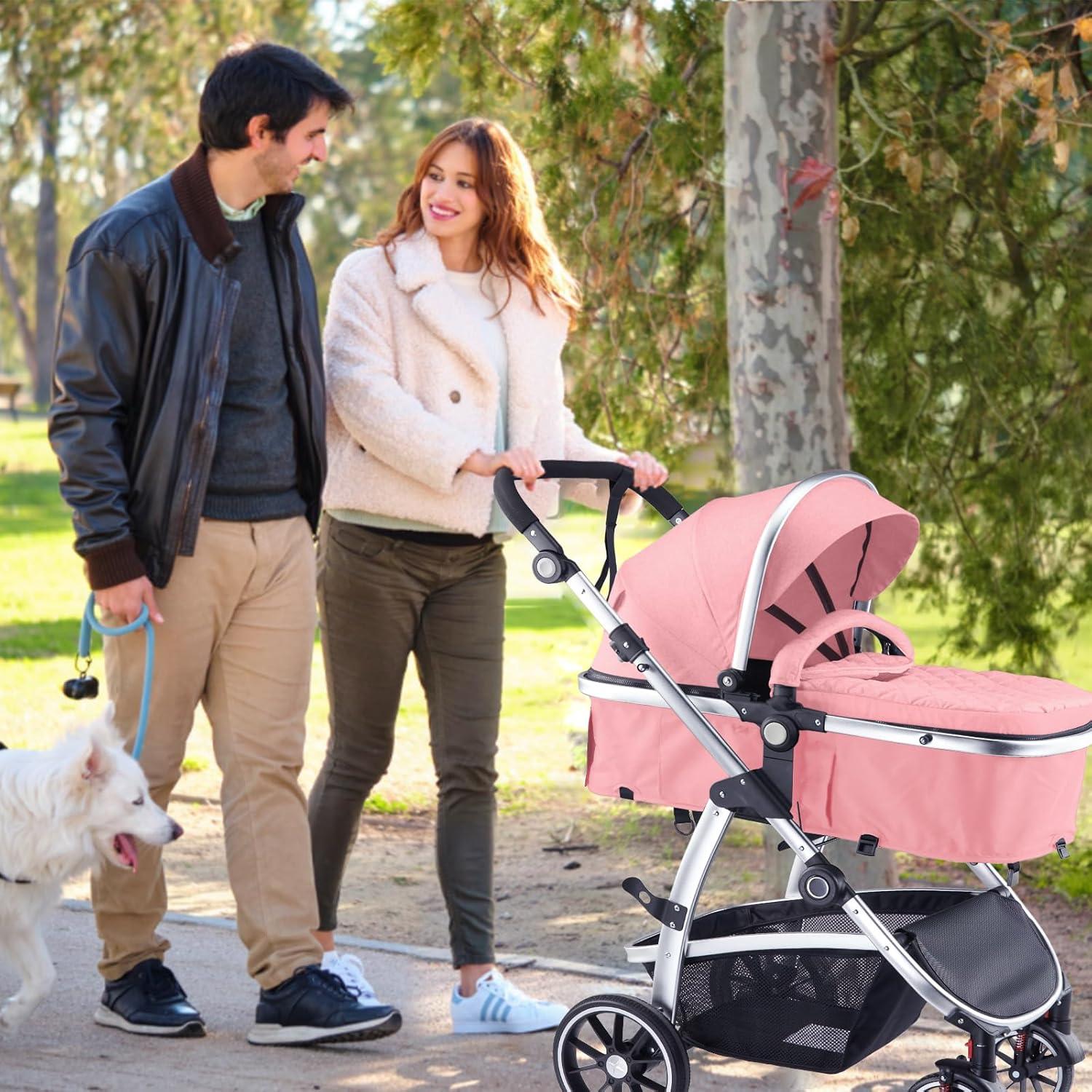 Carrito de bebé Hagaday SK20 2 en 1 Reversible Rosa