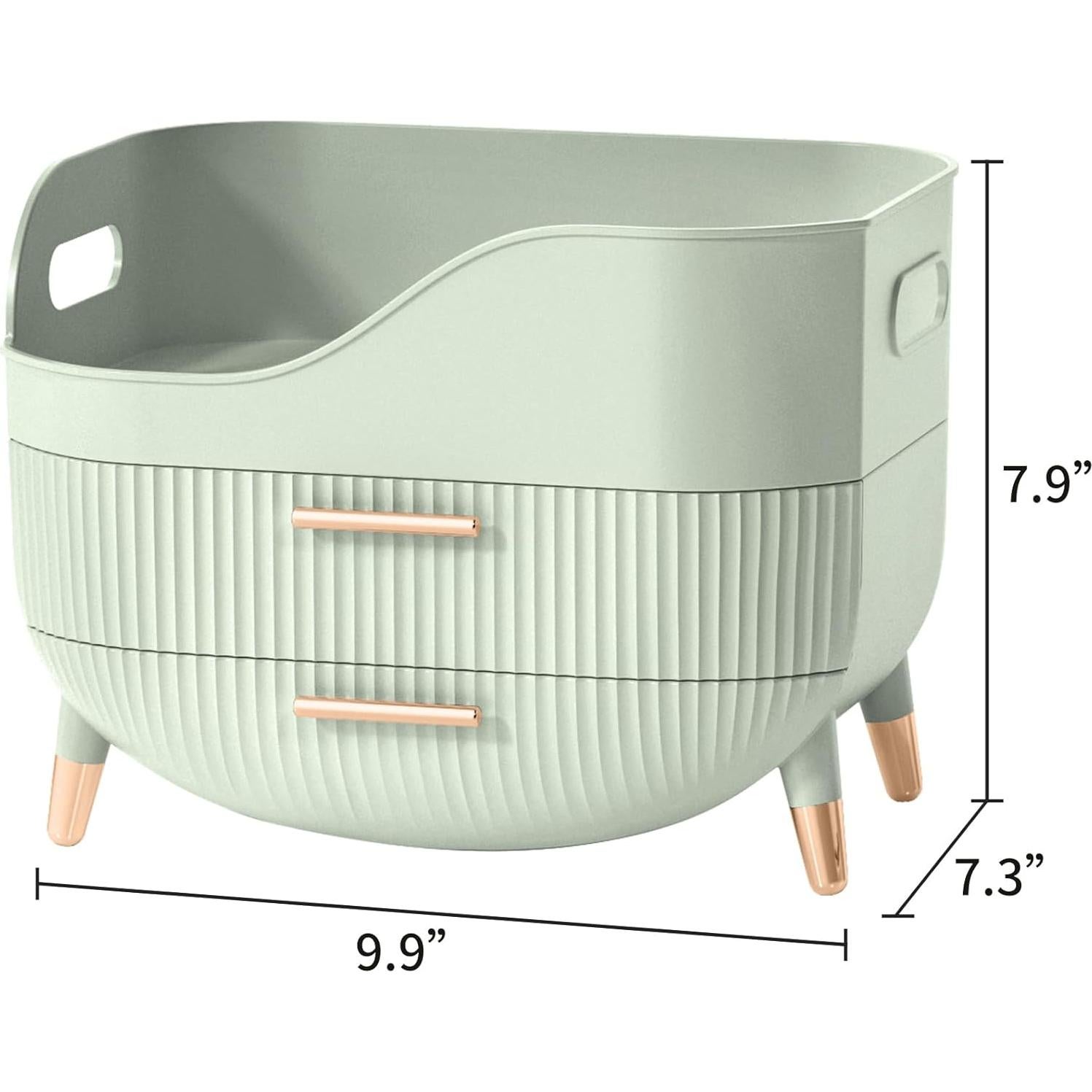 Organizador de Maquillaje Pajiriona Verde Salvia 2 Cajones