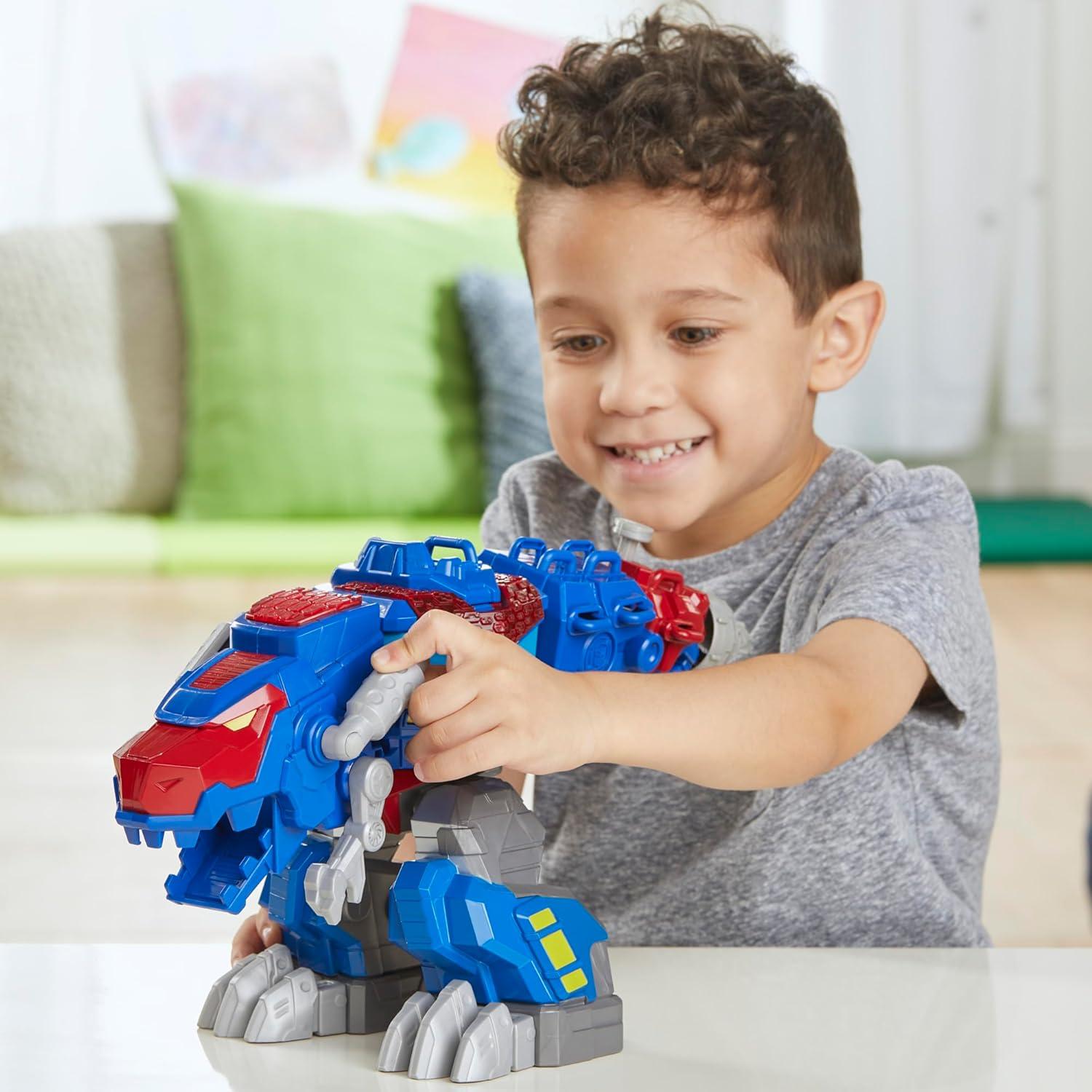 Dinobot Adventures Optimus Prime T-Rex Converting Toy with Lights and Sounds, 9+ Inch Action Figure, Ages 3 and Up (Amazon Exclusive)