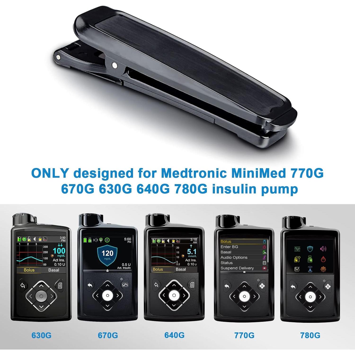 Clip de Bomba de Insulina iGuerburn para Medtronic MiniMed 630G 640G 670G 770G 780G - Negro