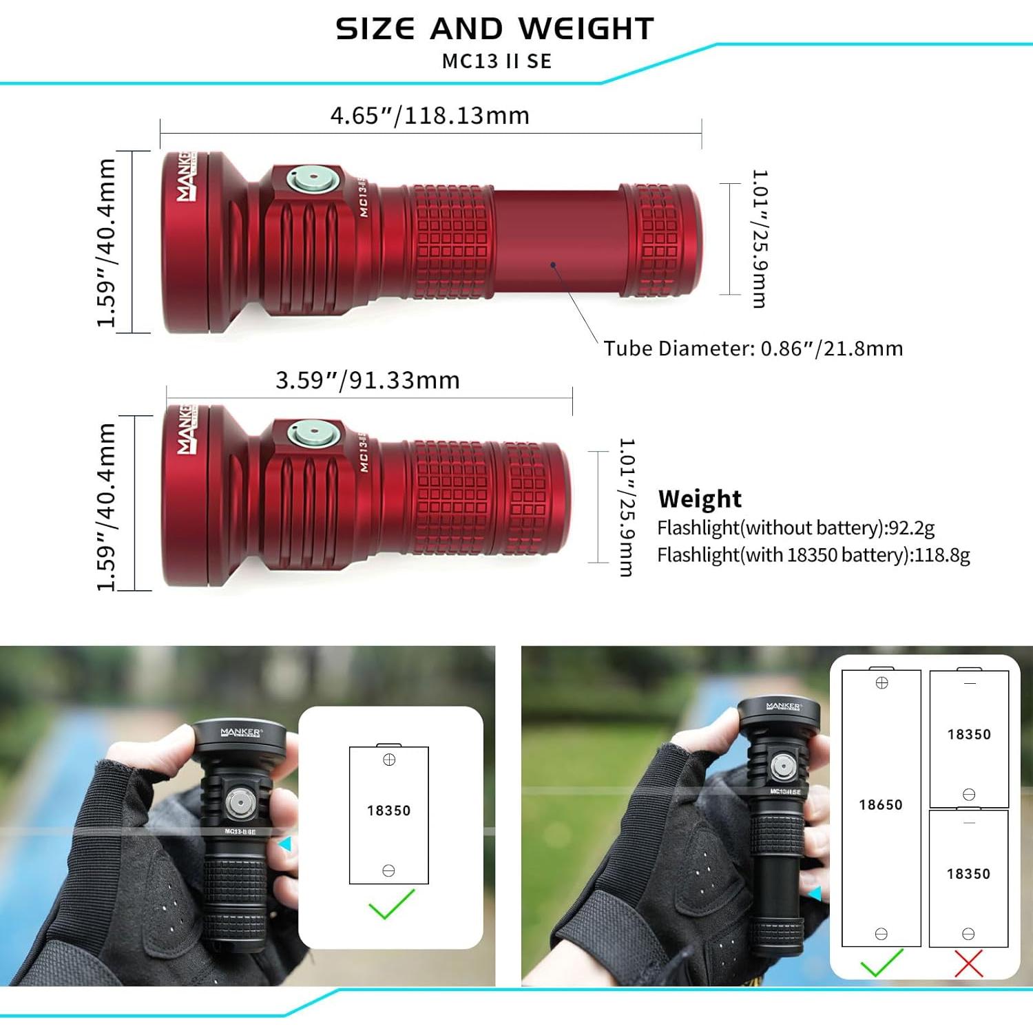 Linterna Recargable Manker MC13 II SE 4500 Lúmenes 665m