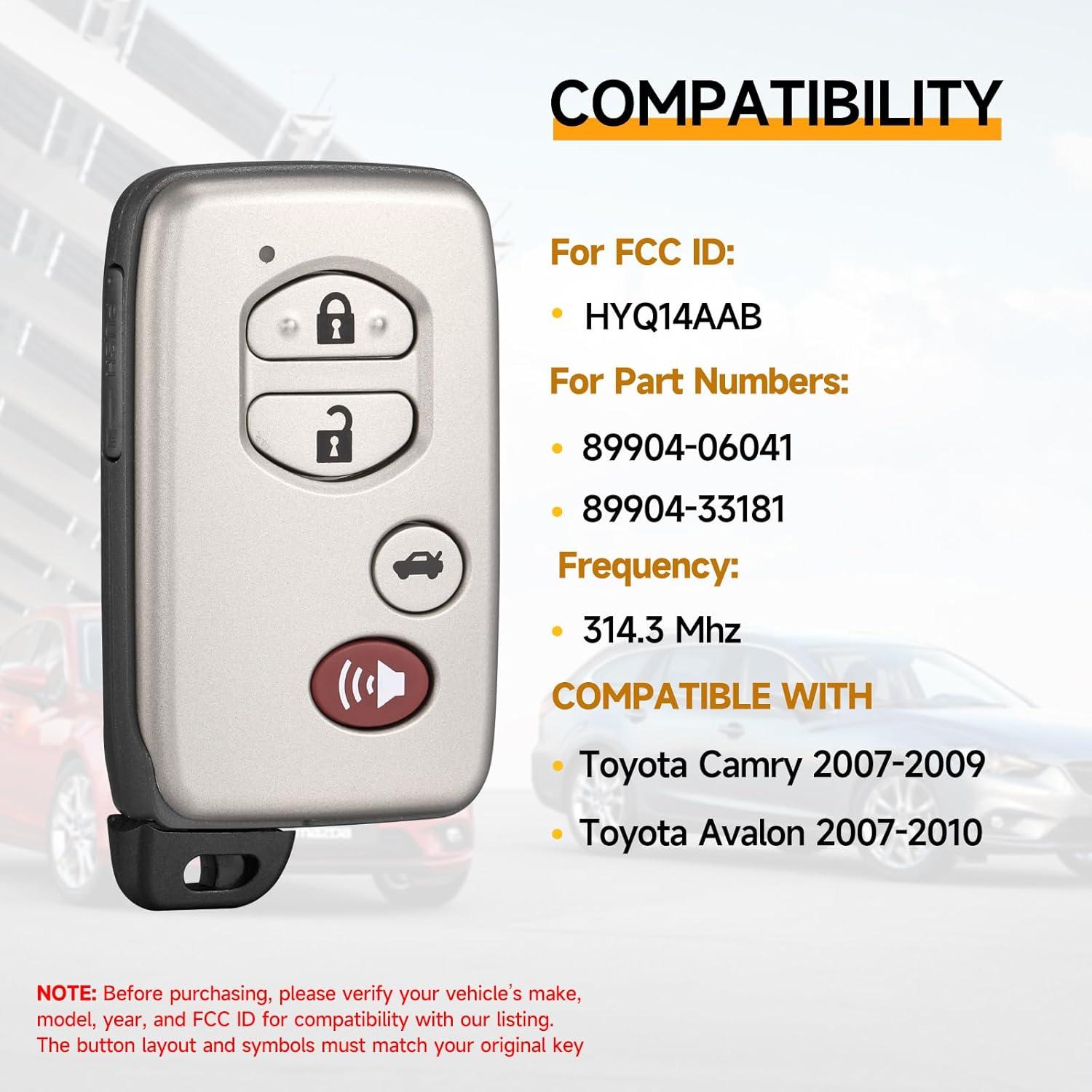 Llavero Reemplazo Toyota Camry/Avalon 2007-2010 HYQ14AAB