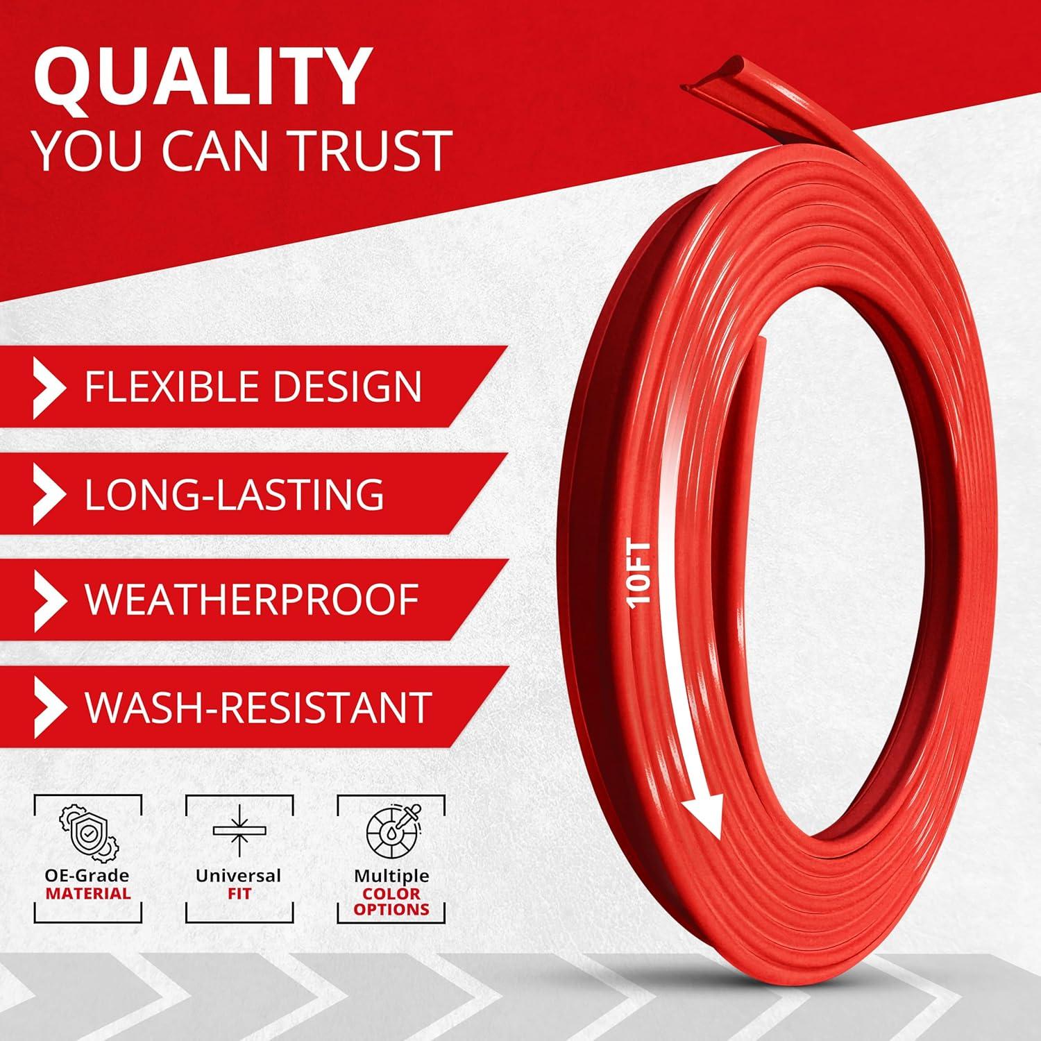 Relleno de Espacio All-Fit GapTrim 10 Pies Rojo para Automóviles