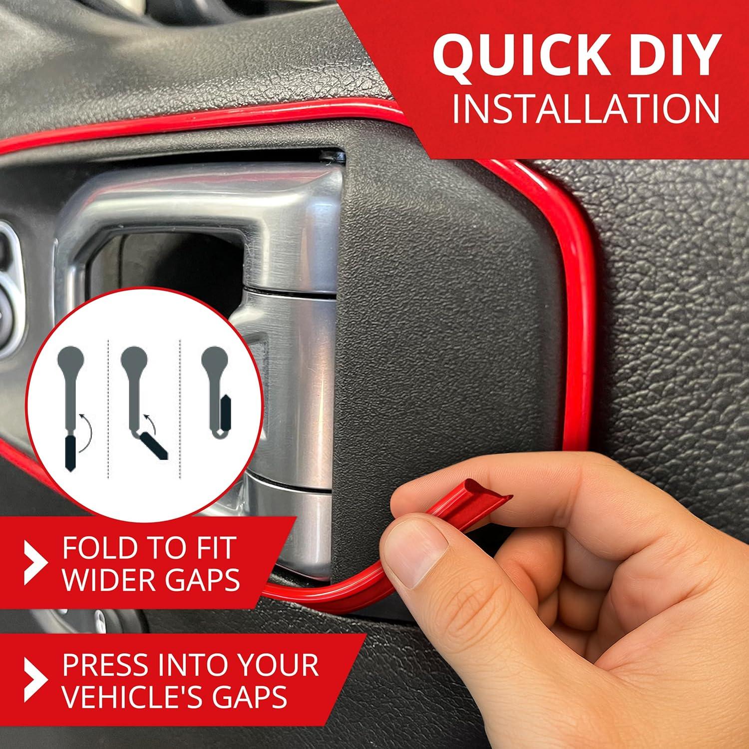 Relleno de Espacio All-Fit GapTrim 10 Pies Rojo para Automóviles