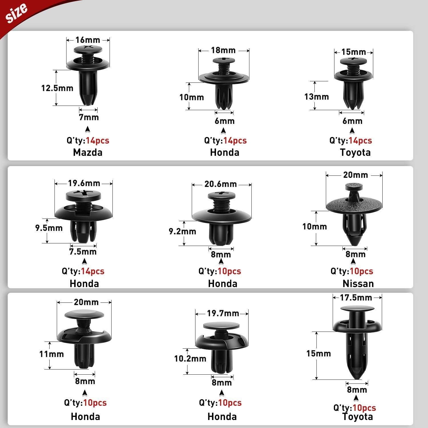 Kit 190 Pcs Clips de Retención Nilight para Automóvil