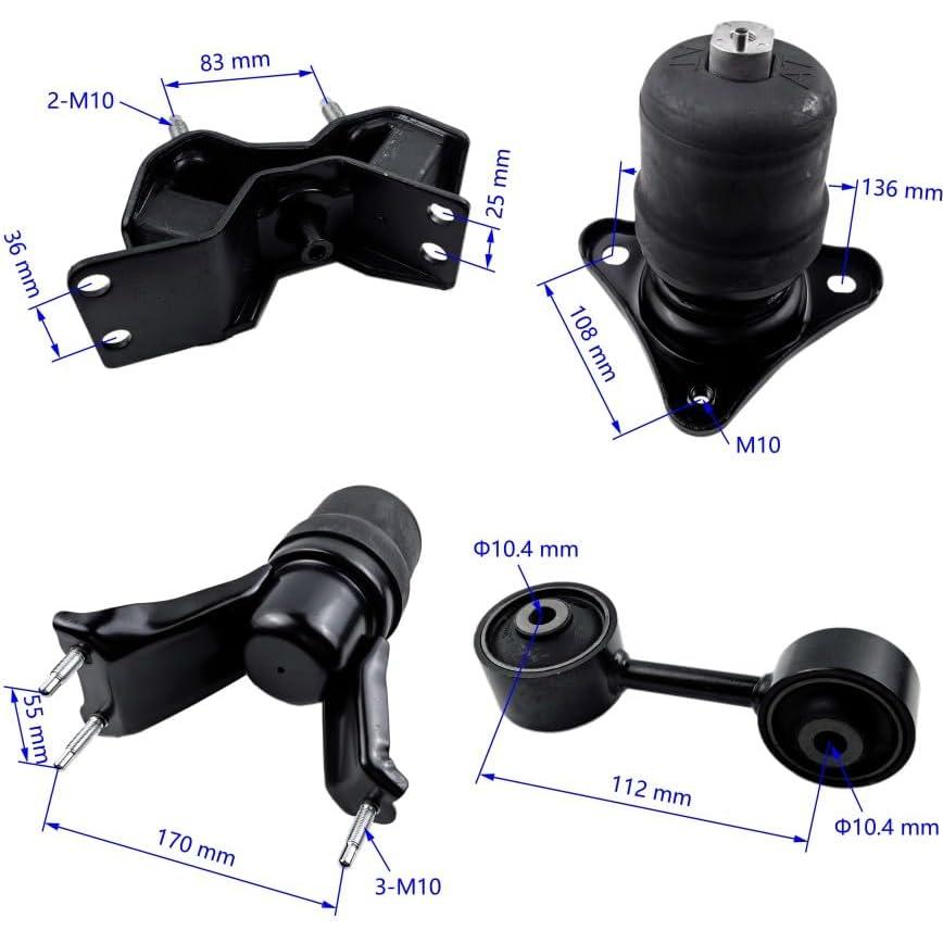 Juego de 4 Montajes de Motor y Transmisión Woparts Toyota Camry 2.2L 1992-1996