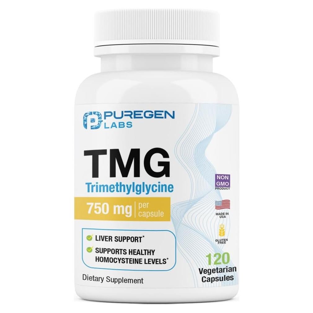 Suplemento Trimetilglicina TMG 750 mg Puregen Labs 120 Cápsulas