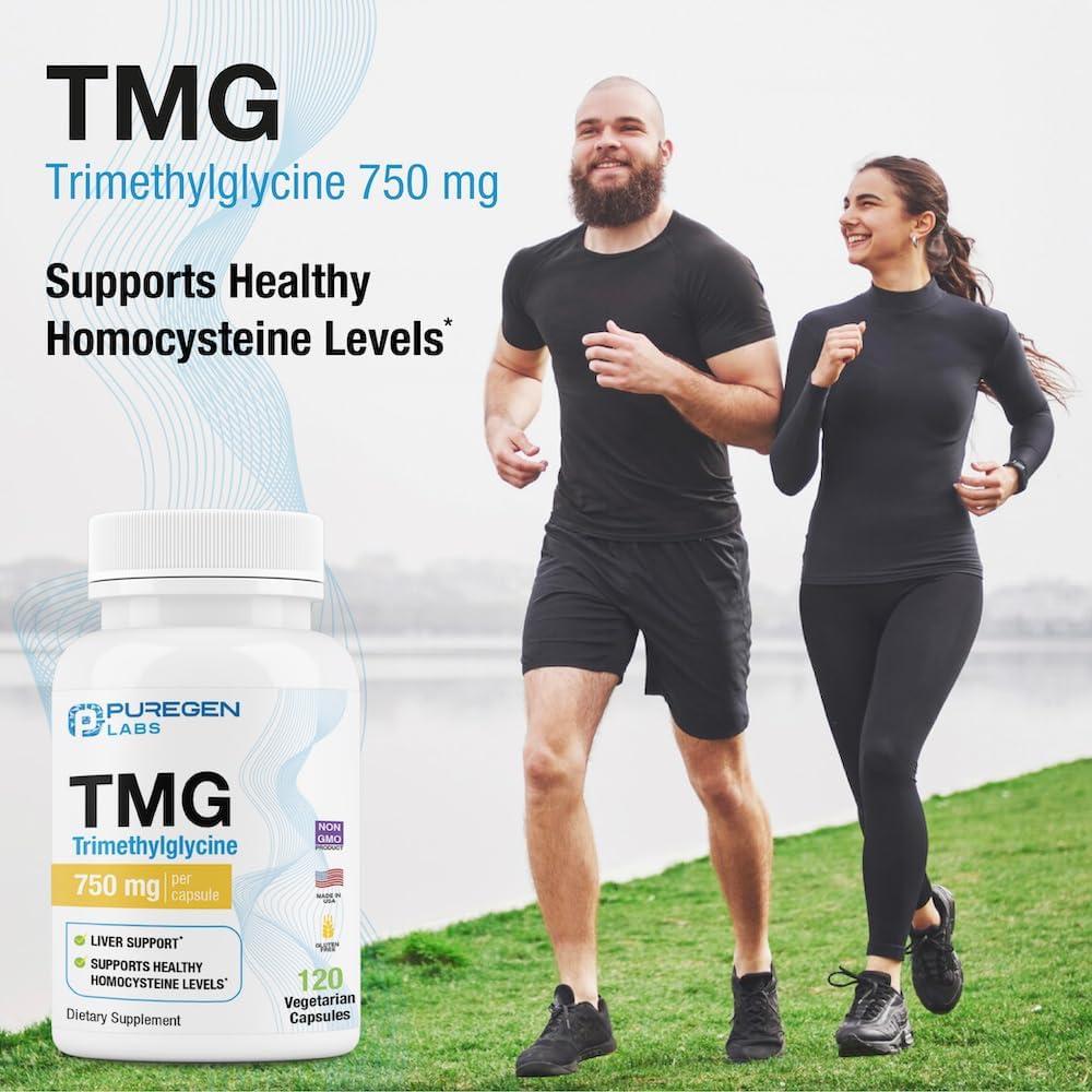 Suplemento Trimetilglicina TMG 750 mg Puregen Labs 120 Cápsulas