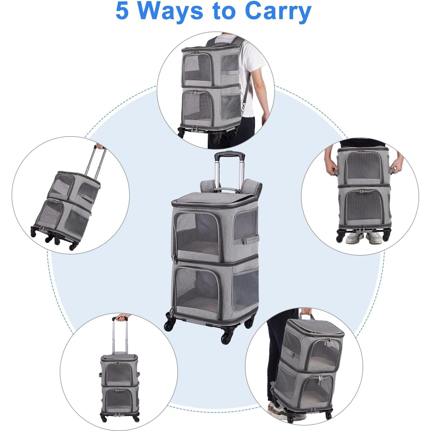 Mochila Transportadora Doble VOISTINO para Mascotas Gris