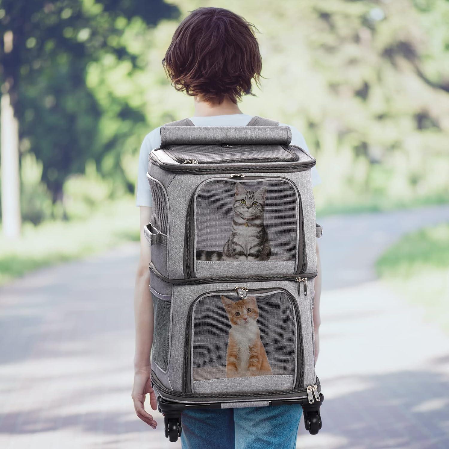 Mochila Transportadora Doble VOISTINO para Mascotas Gris