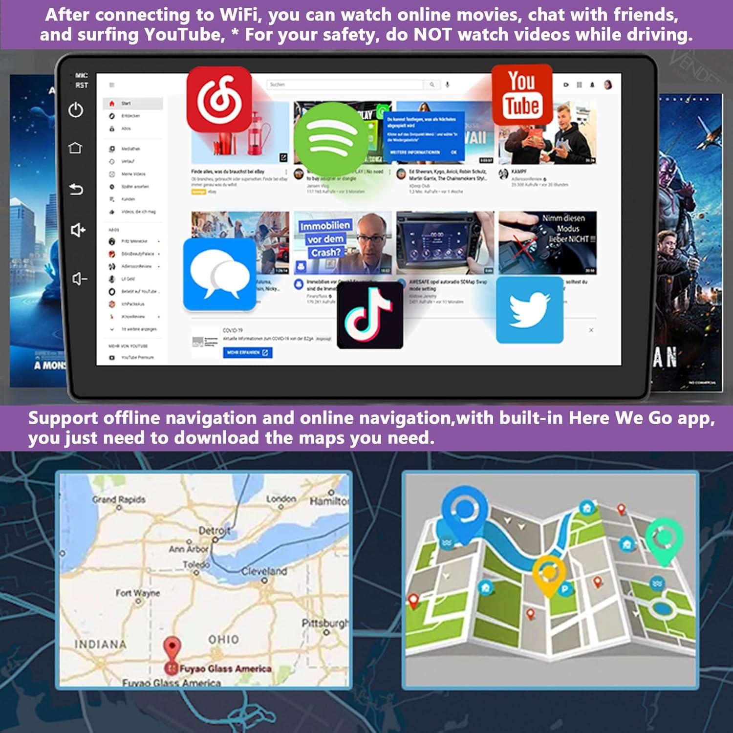 Estéreo de Radio para Automóvil fshtong 7" Android 13 CarPlay