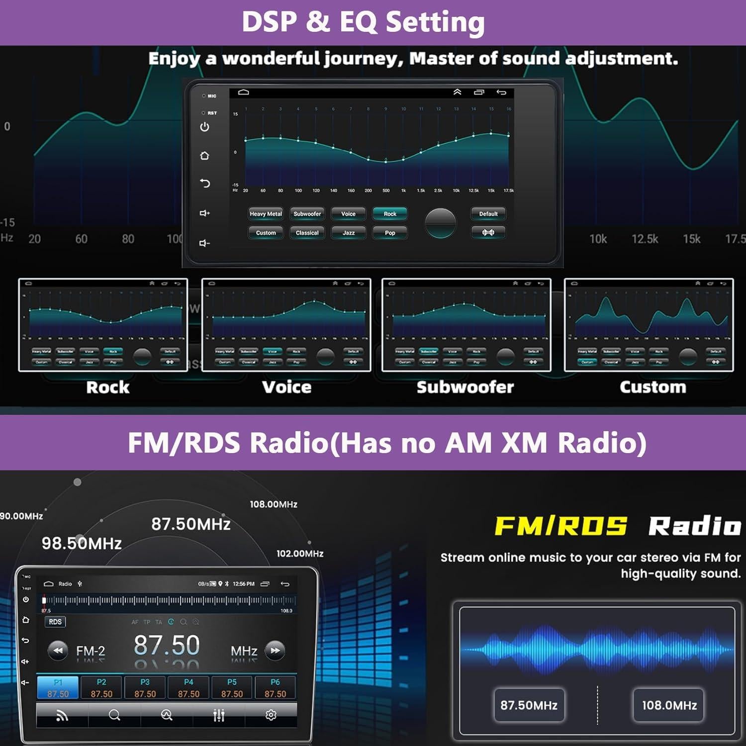 Estéreo de Radio para Automóvil fshtong 7" Android 13 CarPlay