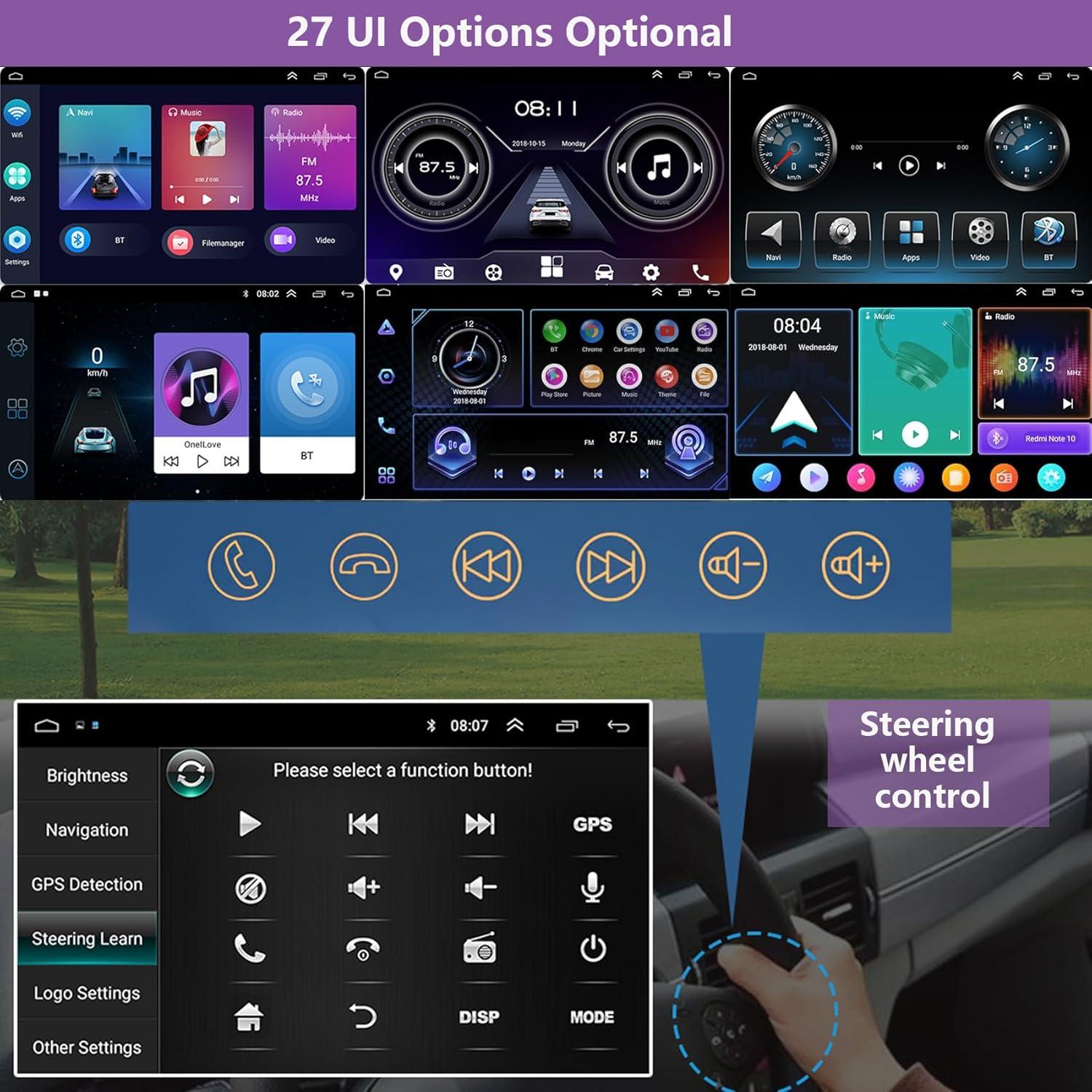 Estéreo de Radio para Automóvil fshtong 7" Android 13 CarPlay
