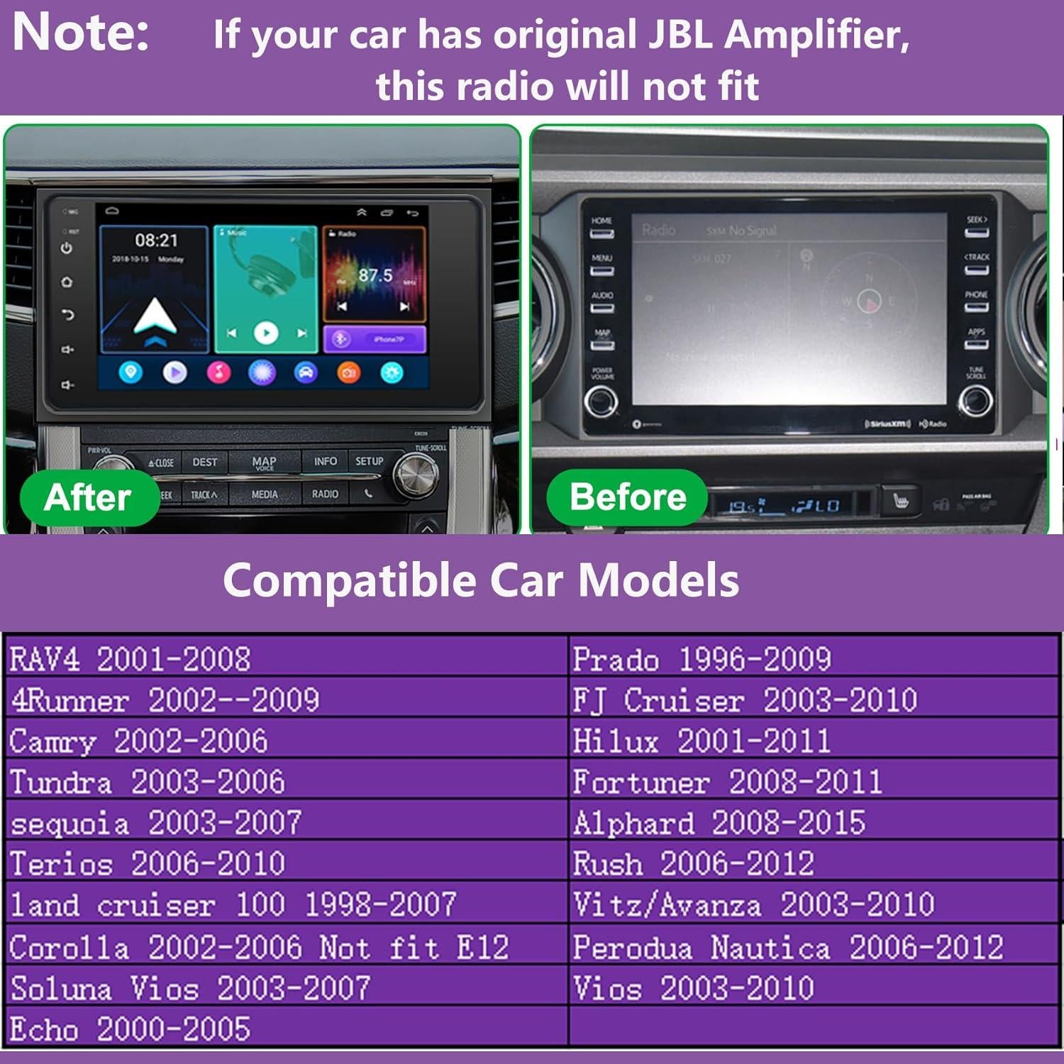 Estéreo de Radio para Automóvil fshtong 7" Android 13 CarPlay