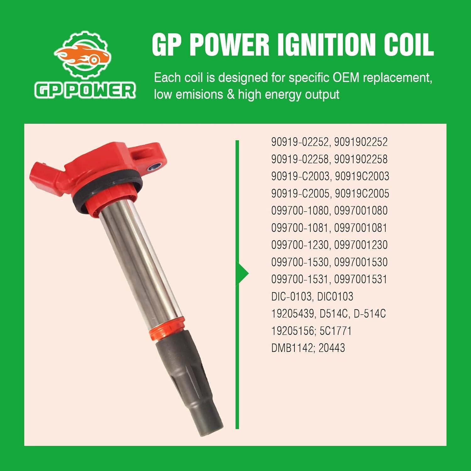 Bobina de Encendido GP POWER Juego de 4 para Toyota y Lexus