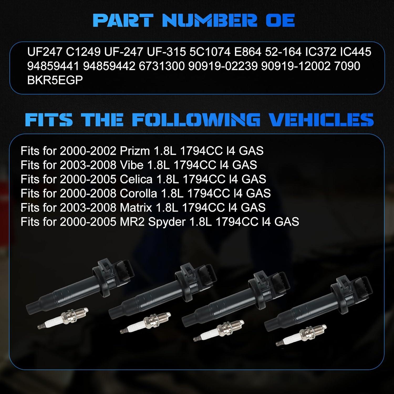 Paquete de Bobinas de Encendido YOMALL UF247 + Bujías Iridio