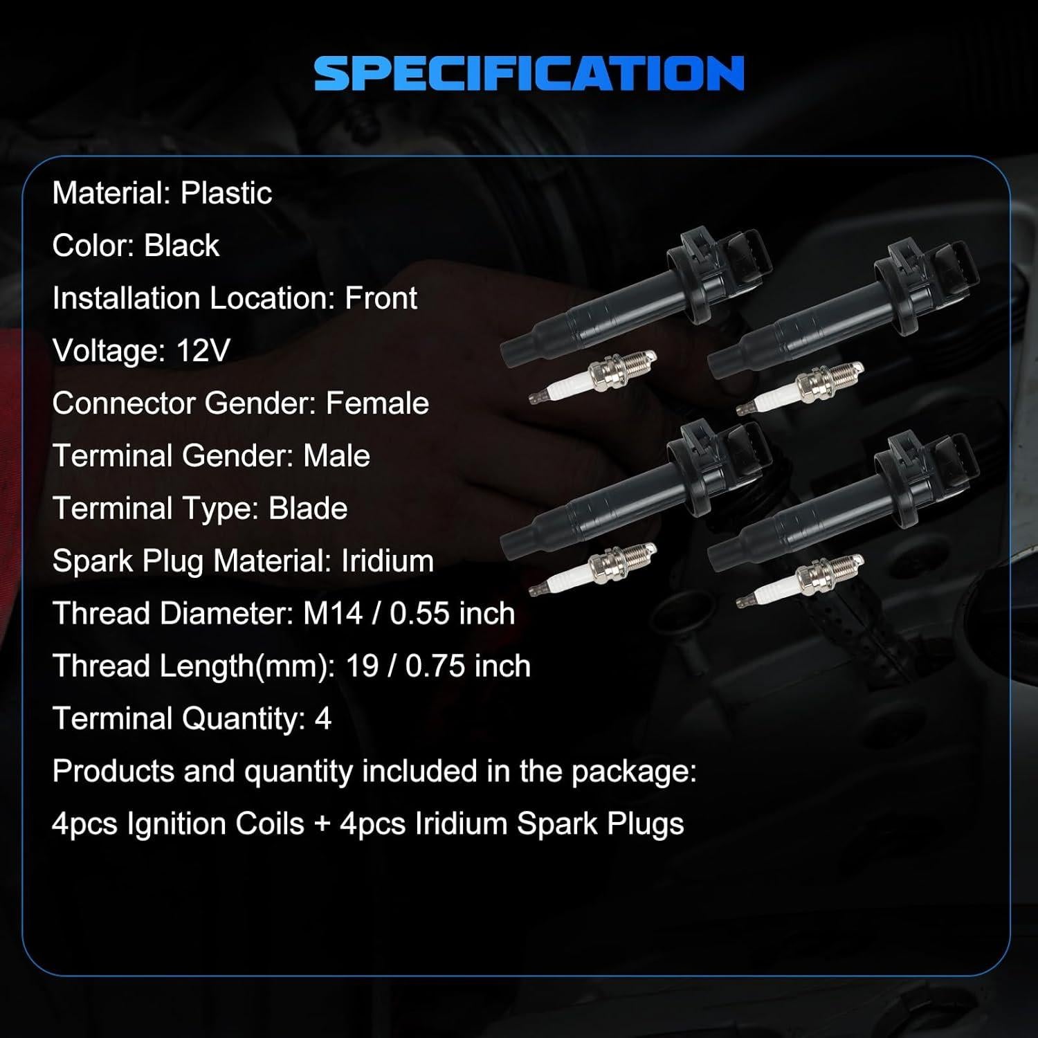 Paquete de Bobinas de Encendido YOMALL UF247 + Bujías Iridio