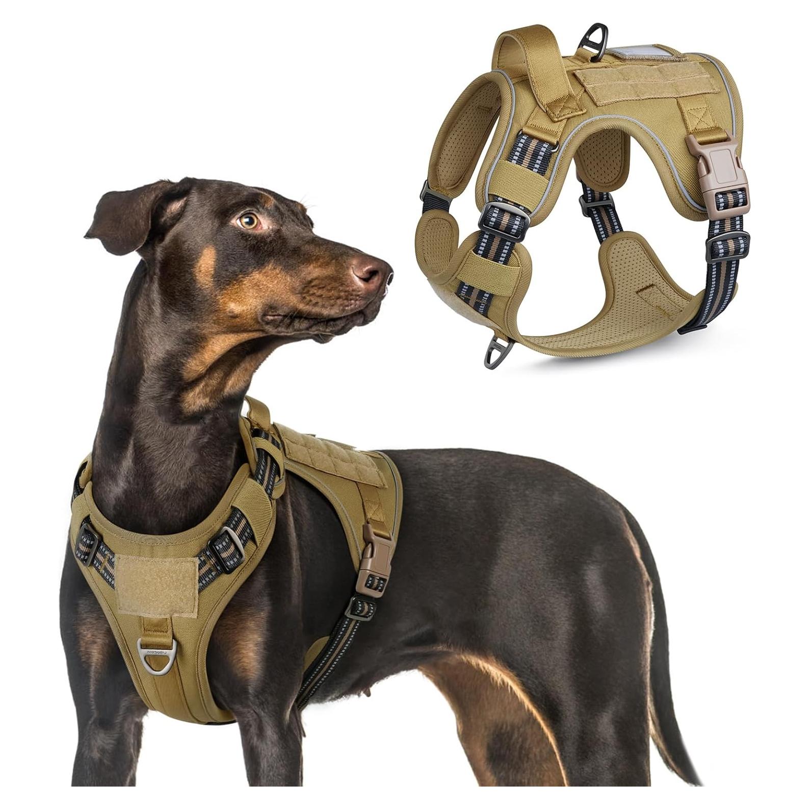 Arnés táctico Rabbitgoo para perros grandes, marrón, L