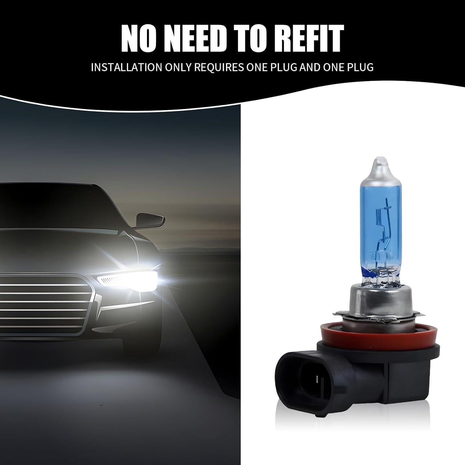 2 Bombillas Halógenas H11 Flygun 12V 100W Luz Blanca