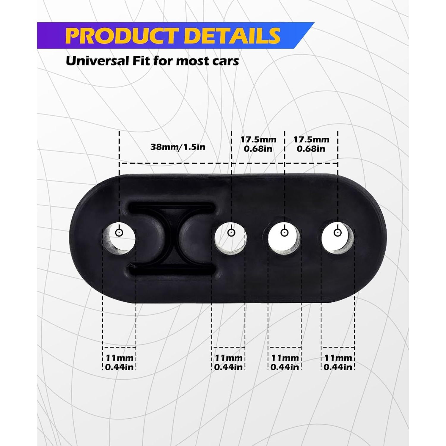 Soportes de Escape de Goma 2PCS Universal 4 Agujeros Ajustables