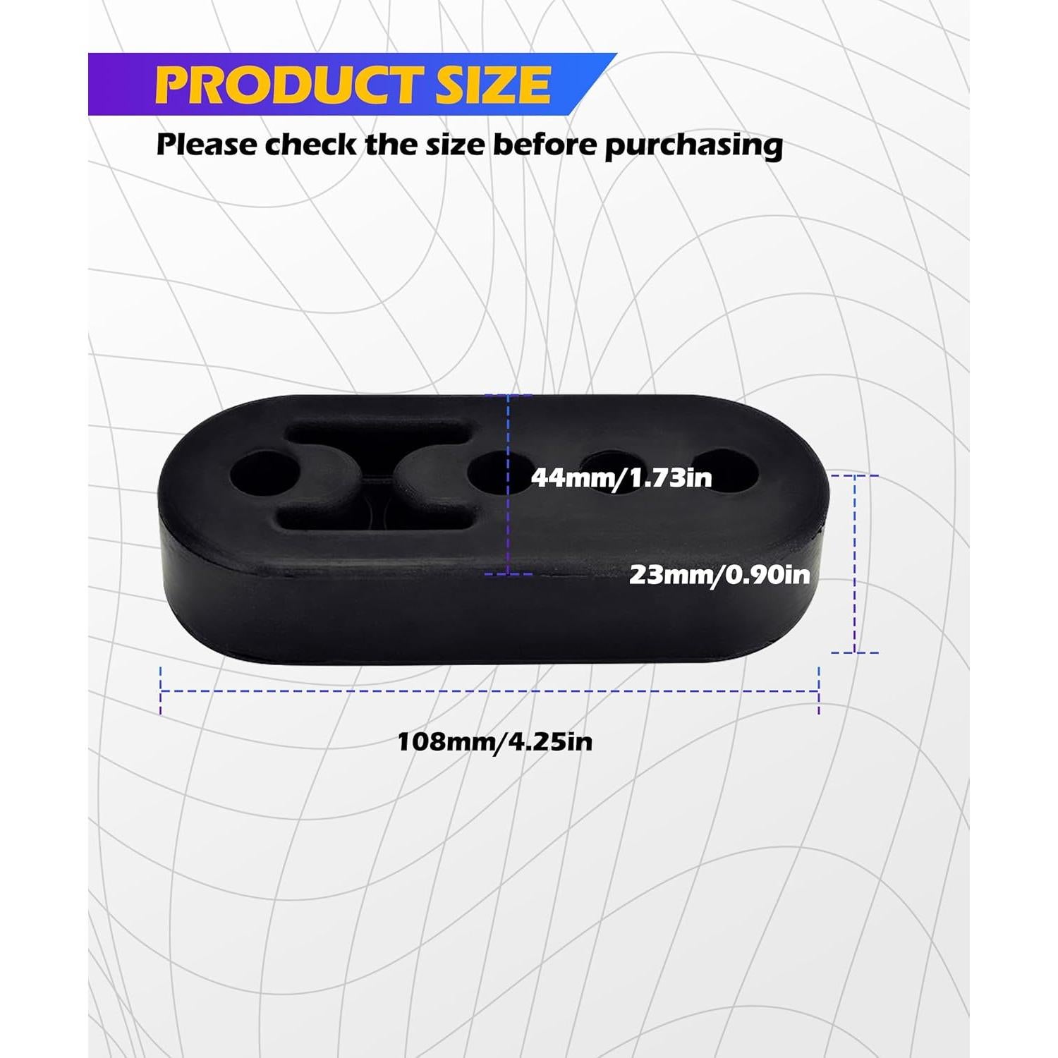 Soportes de Escape de Goma 2PCS Universal 4 Agujeros Ajustables