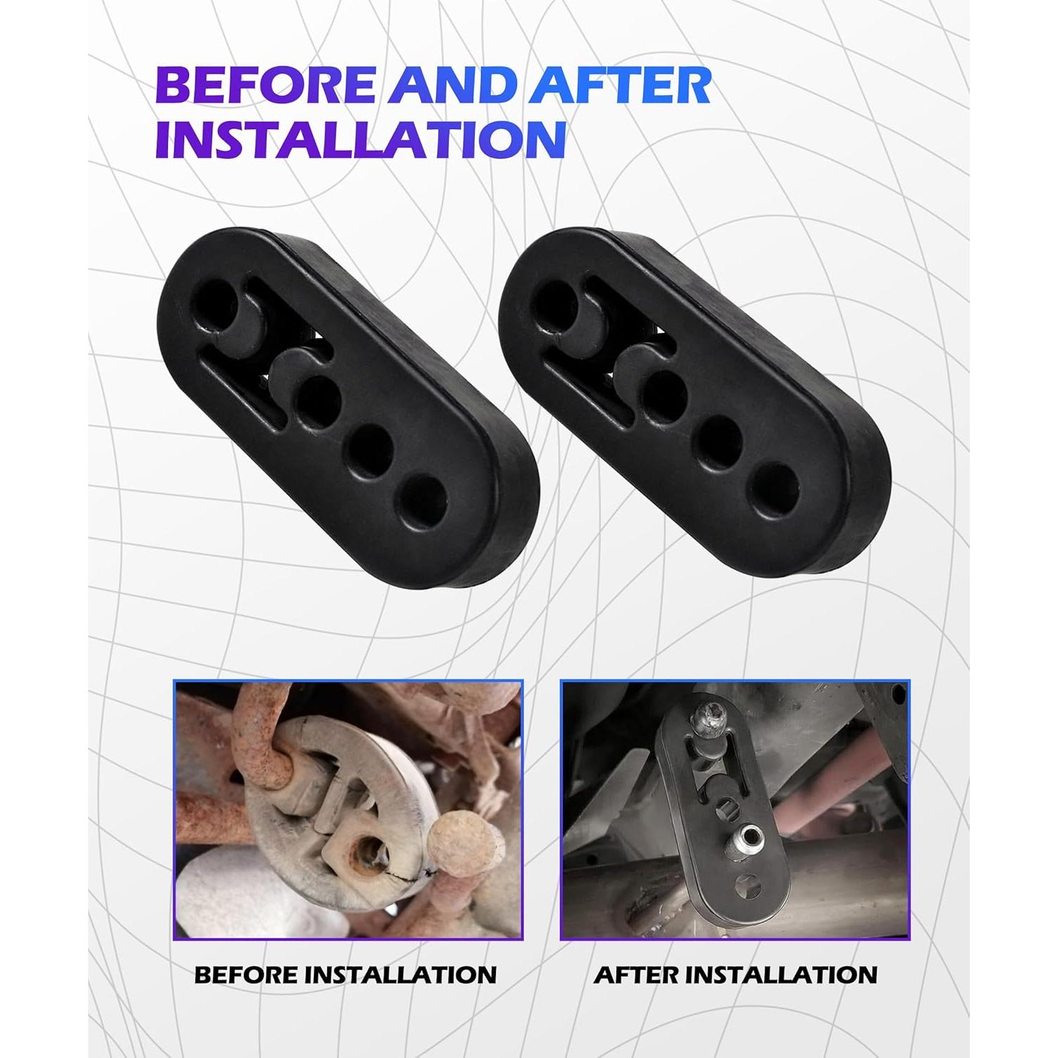 Soportes de Escape de Goma 2PCS Universal 4 Agujeros Ajustables