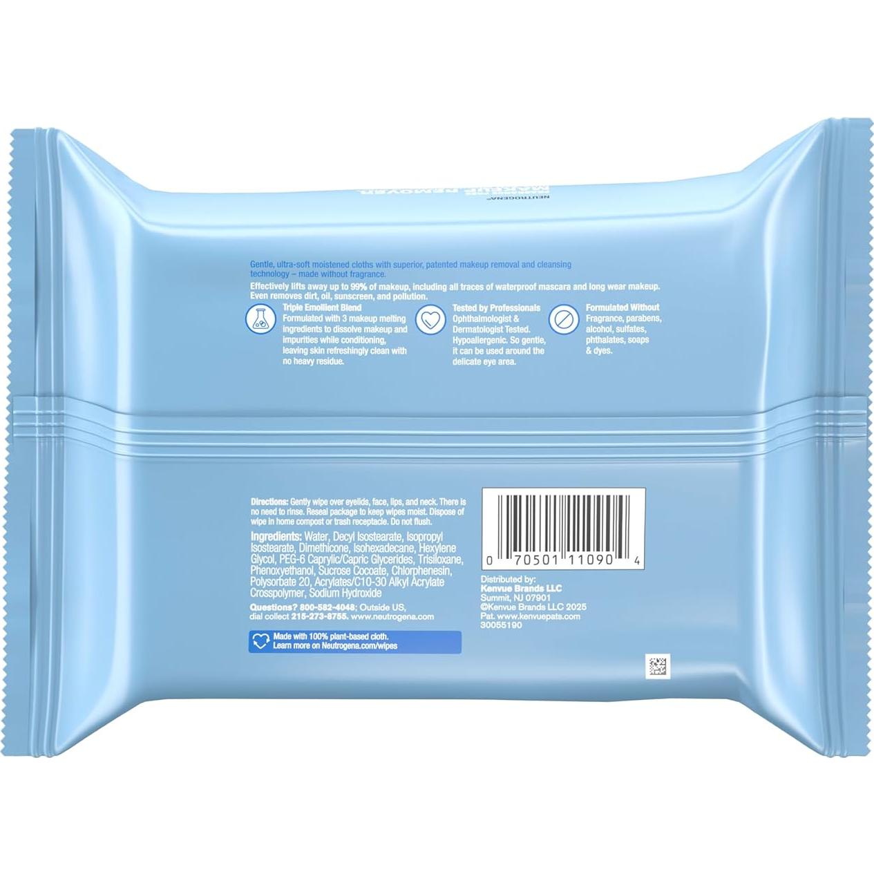 Toallitas Desmaquillantes Neutrogena 25 Unidades Sin Fragancia