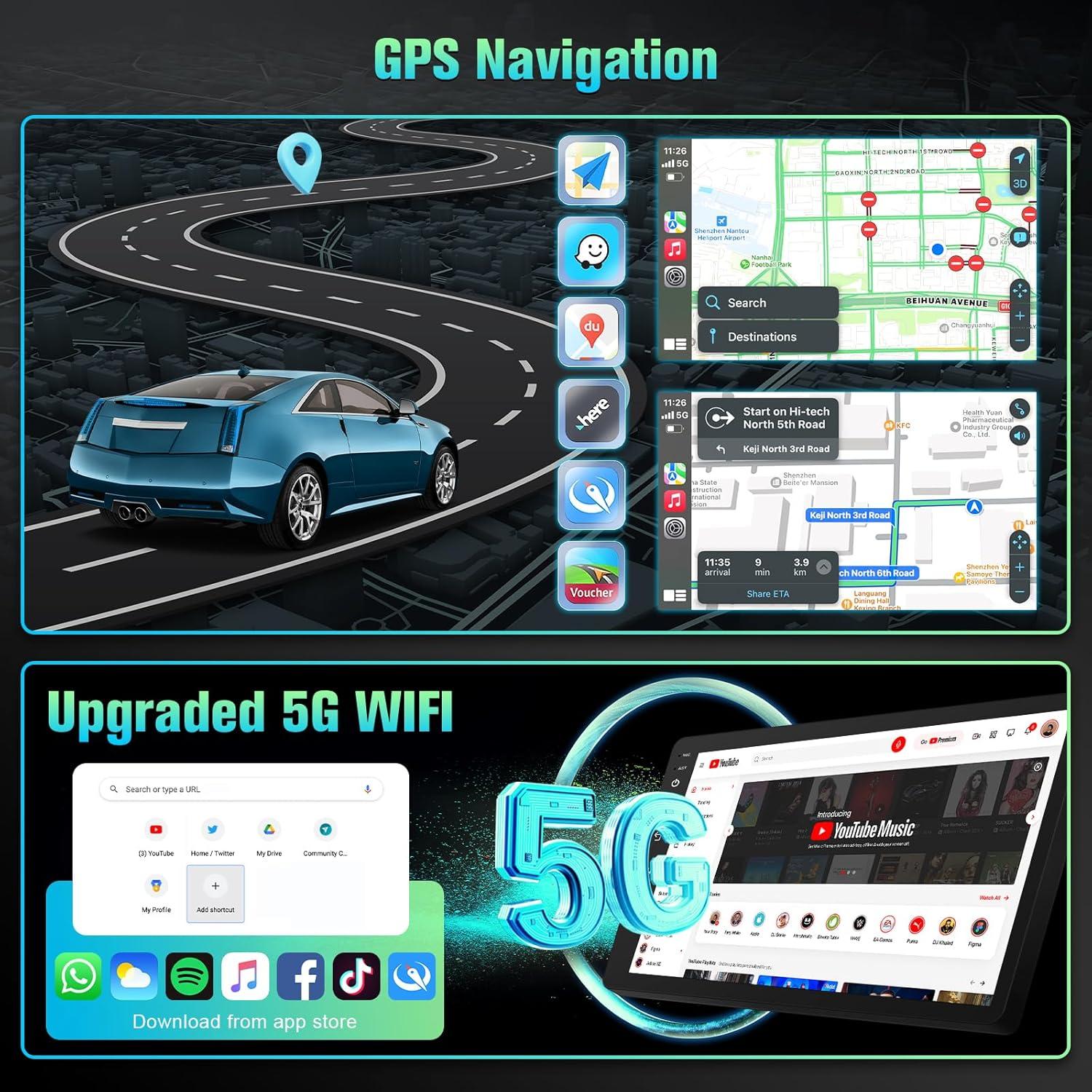 Estéreo 9" KuTaiTai para Toyota Corolla 2003-2008 con Carplay