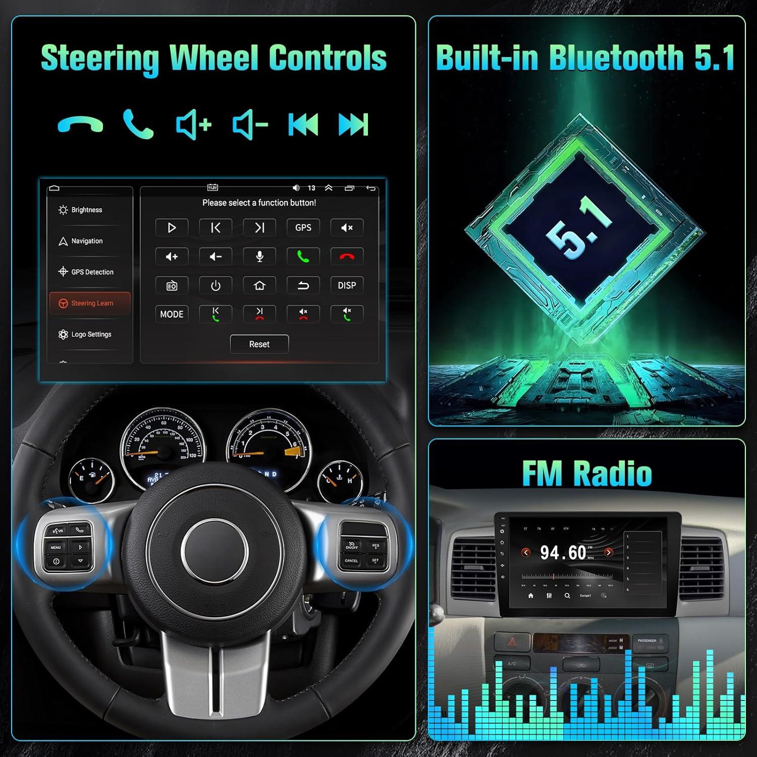 Estéreo 9" KuTaiTai para Toyota Corolla 2003-2008 con Carplay