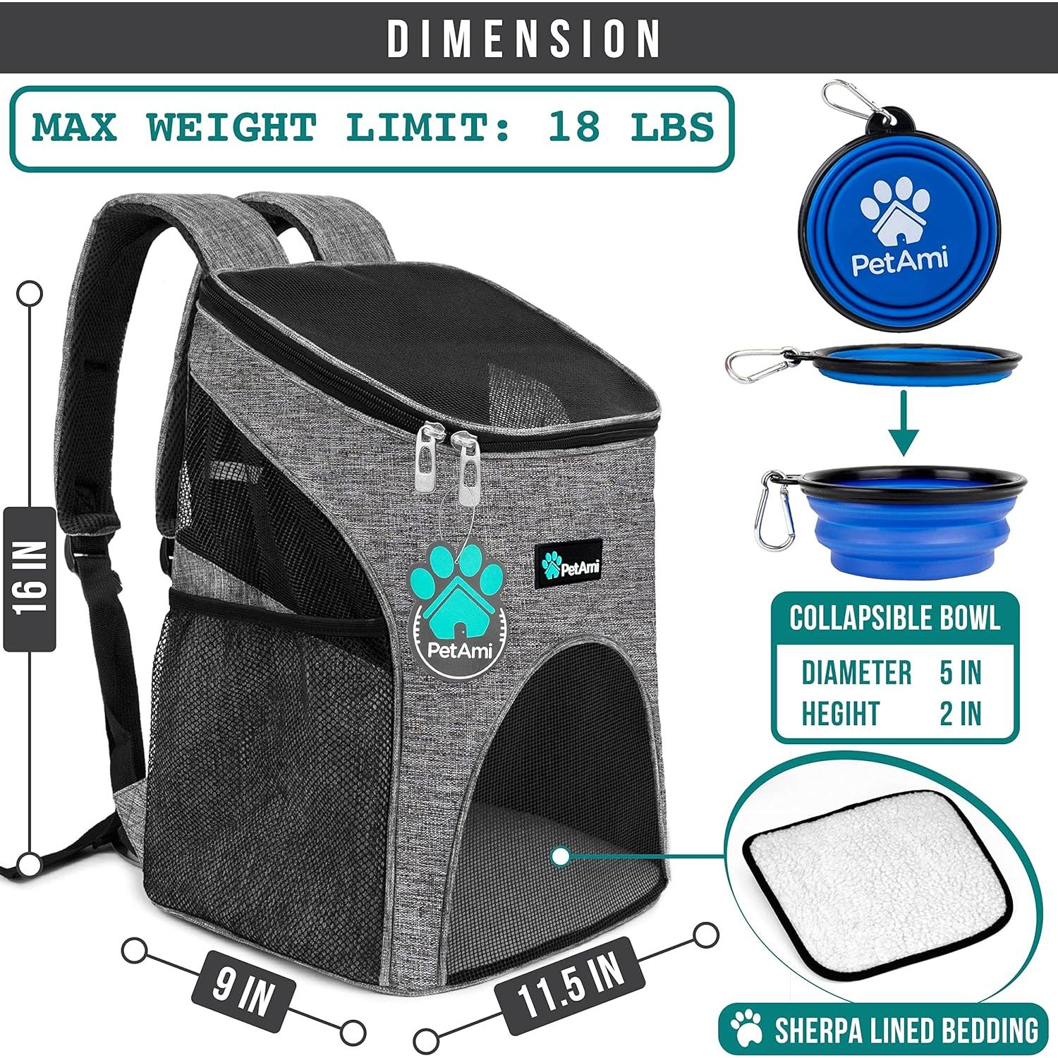 Mochila Transportadora PetAmi para Perros y Gatos 8.16 kg