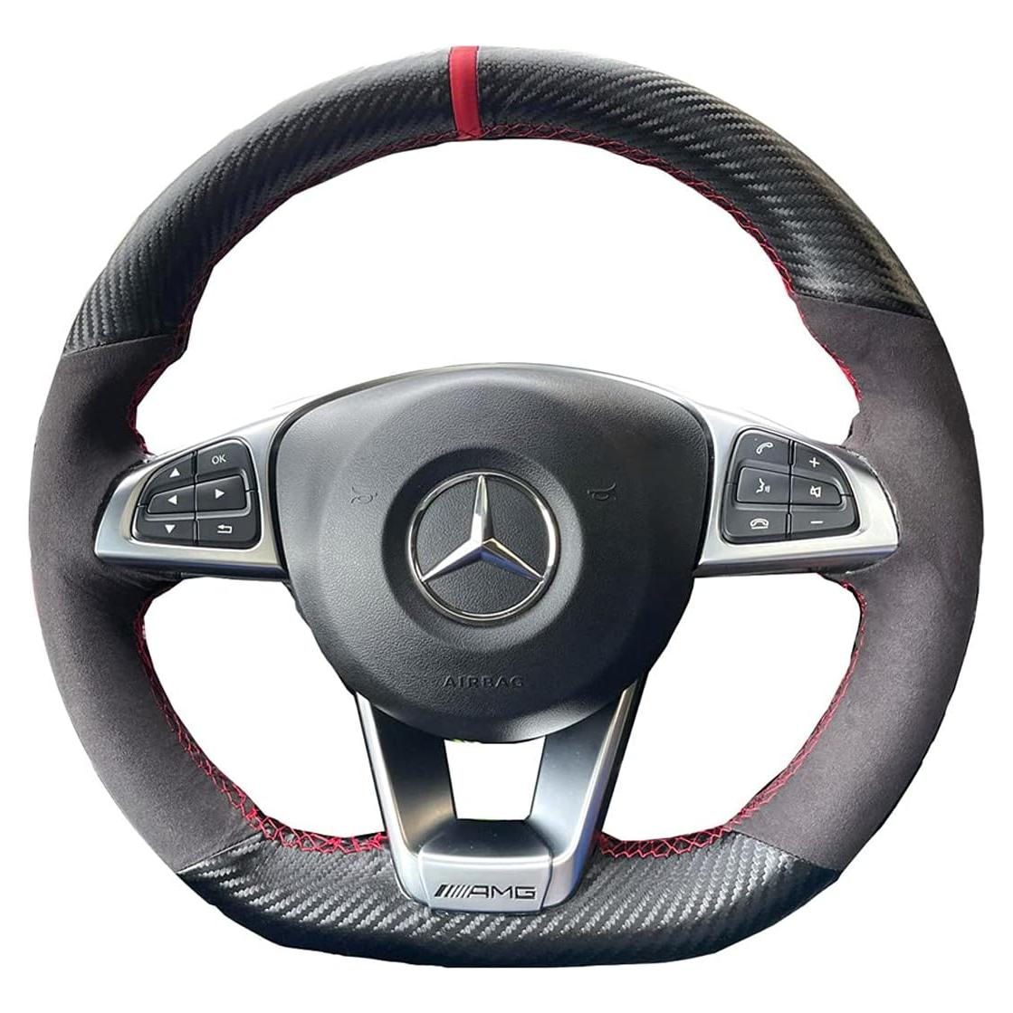 Cubierta de Volante de Cuero Suede y Fibra de Carbono para Mercedes Benz