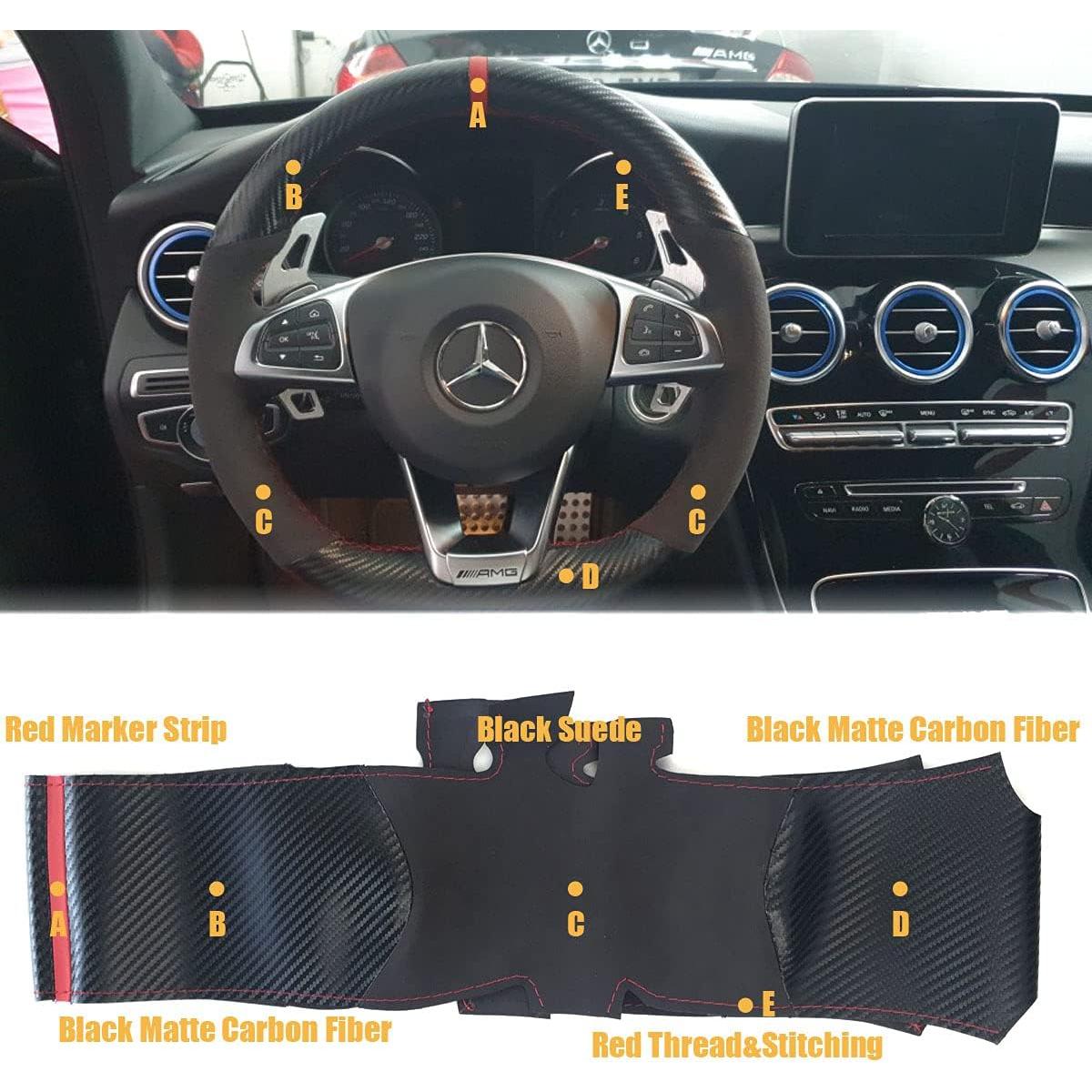 Cubierta de Volante de Cuero Suede y Fibra de Carbono para Mercedes Benz