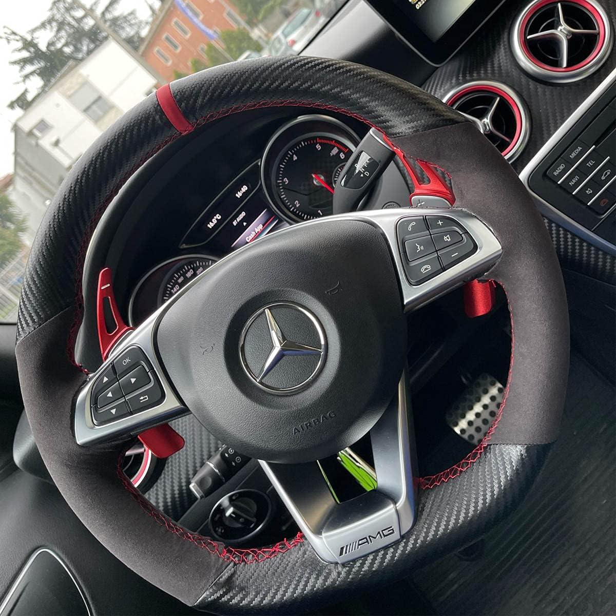 Cubierta de Volante de Cuero Suede y Fibra de Carbono para Mercedes Benz