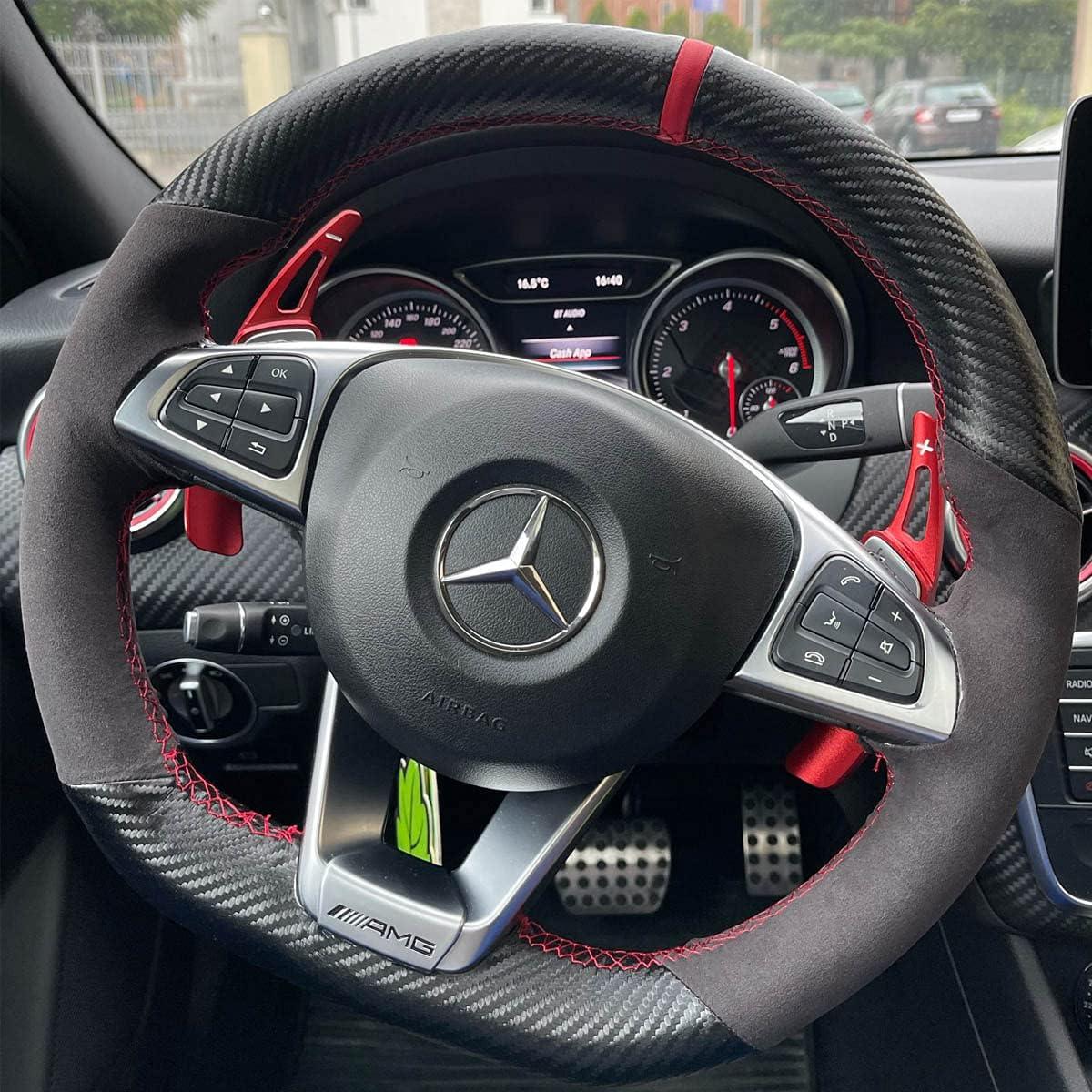 Cubierta de Volante de Cuero Suede y Fibra de Carbono para Mercedes Benz