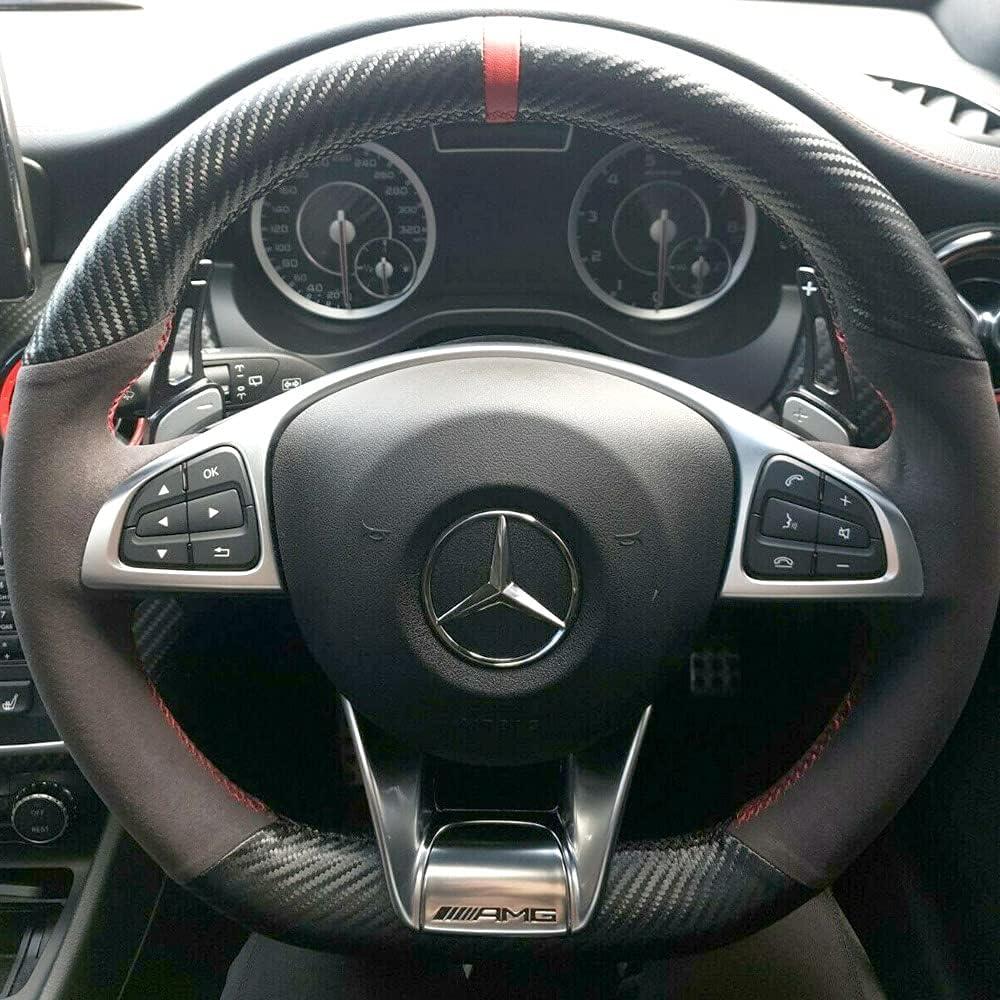 Cubierta de Volante de Cuero Suede y Fibra de Carbono para Mercedes Benz