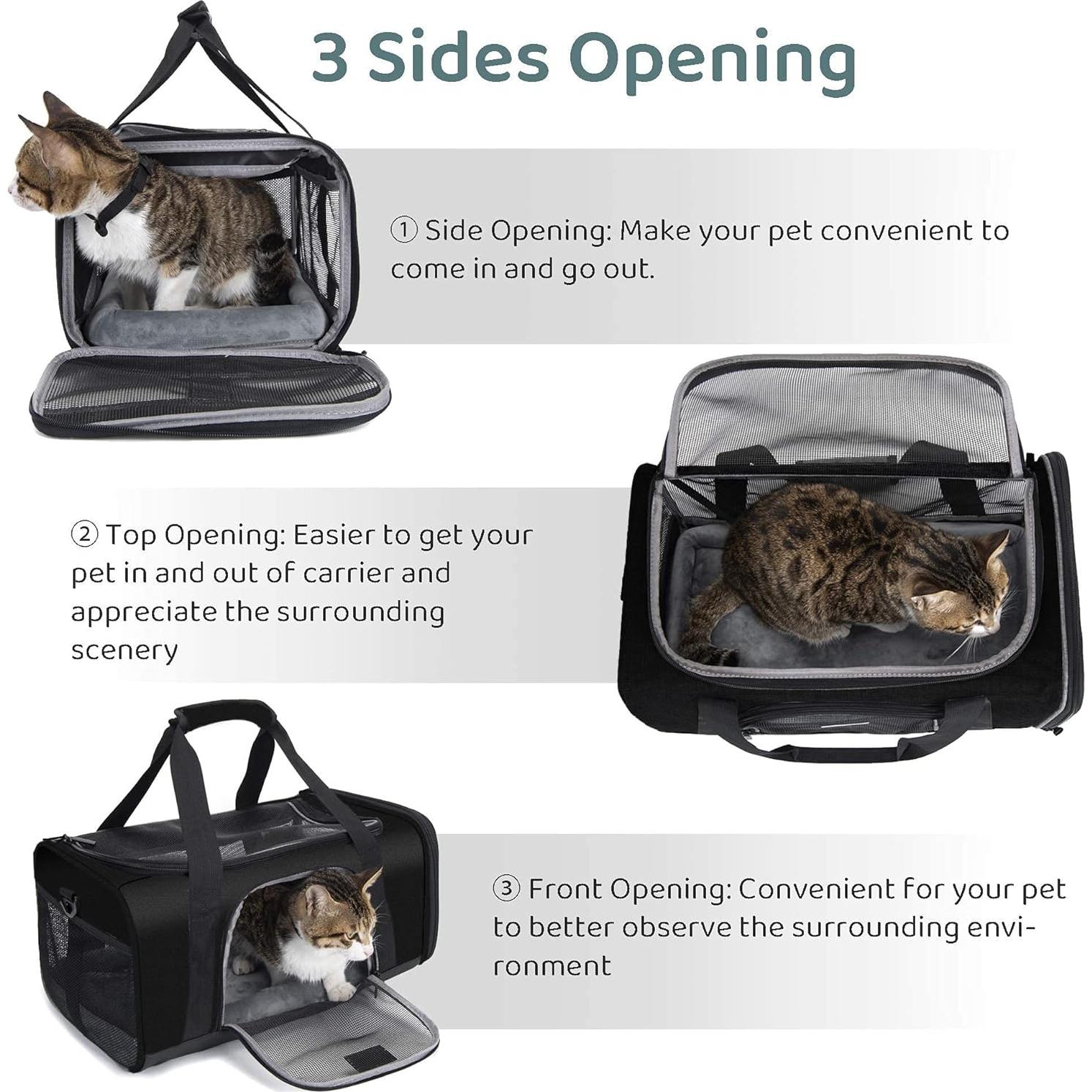 Transportín Wakytu para Gatos y Perros Pequeños Negro