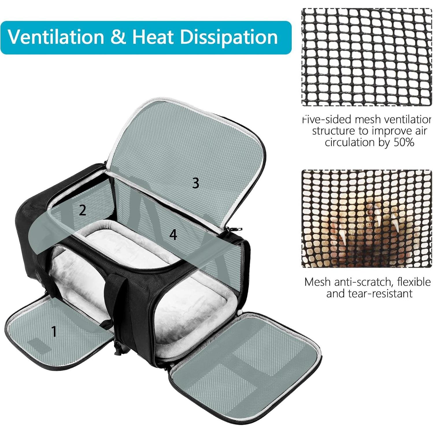 Transportín Wakytu para Gatos y Perros Pequeños Negro