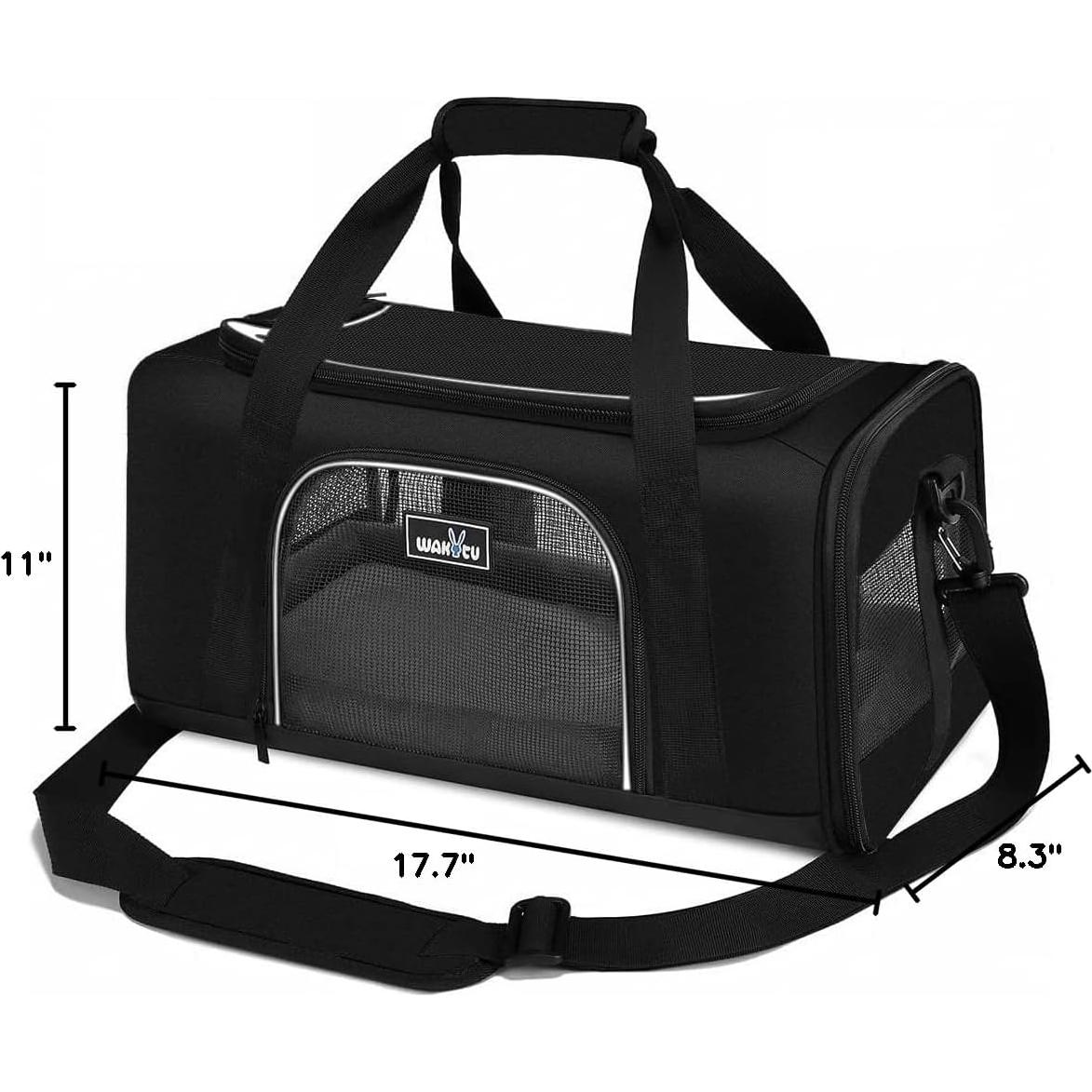 Transportín Wakytu para Gatos y Perros Pequeños Negro