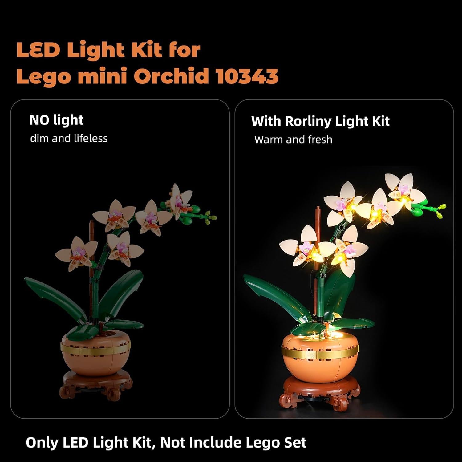 Kit de Luz LED Rorliny para Lego 10343 Mini Orquídea